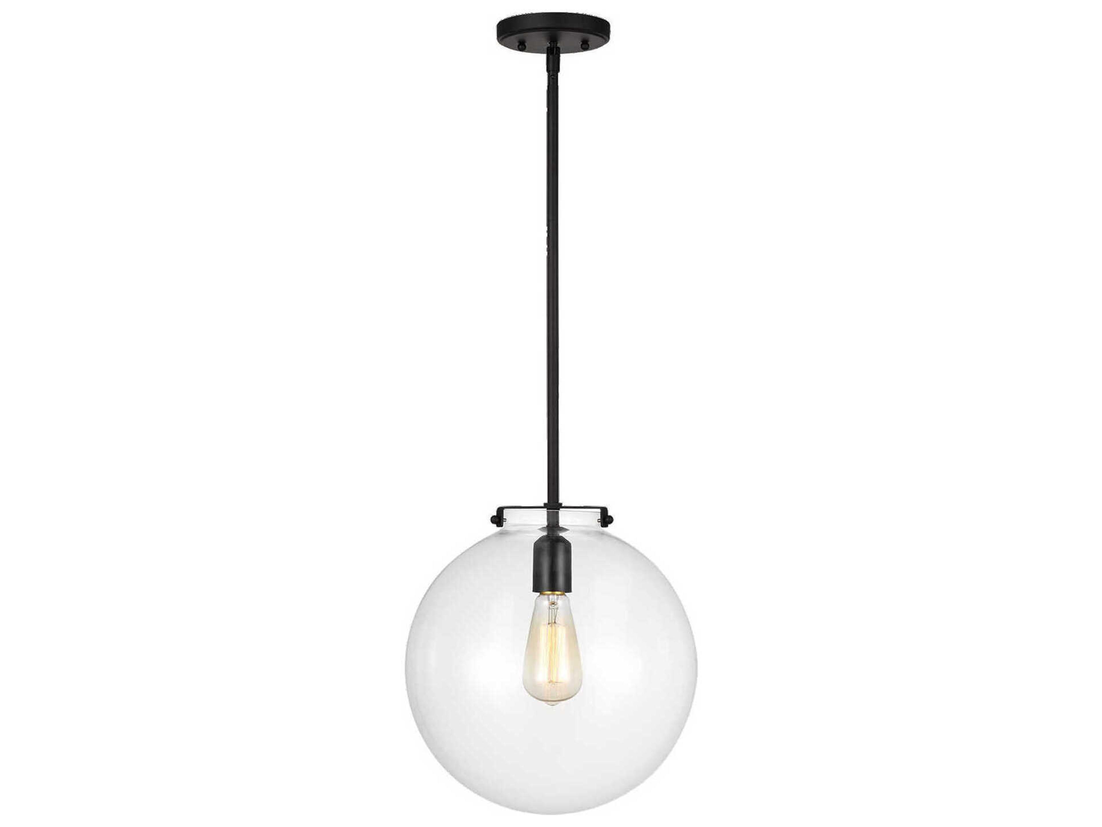 Kate 1 Light Clear Glass Pendant in Midnight Black