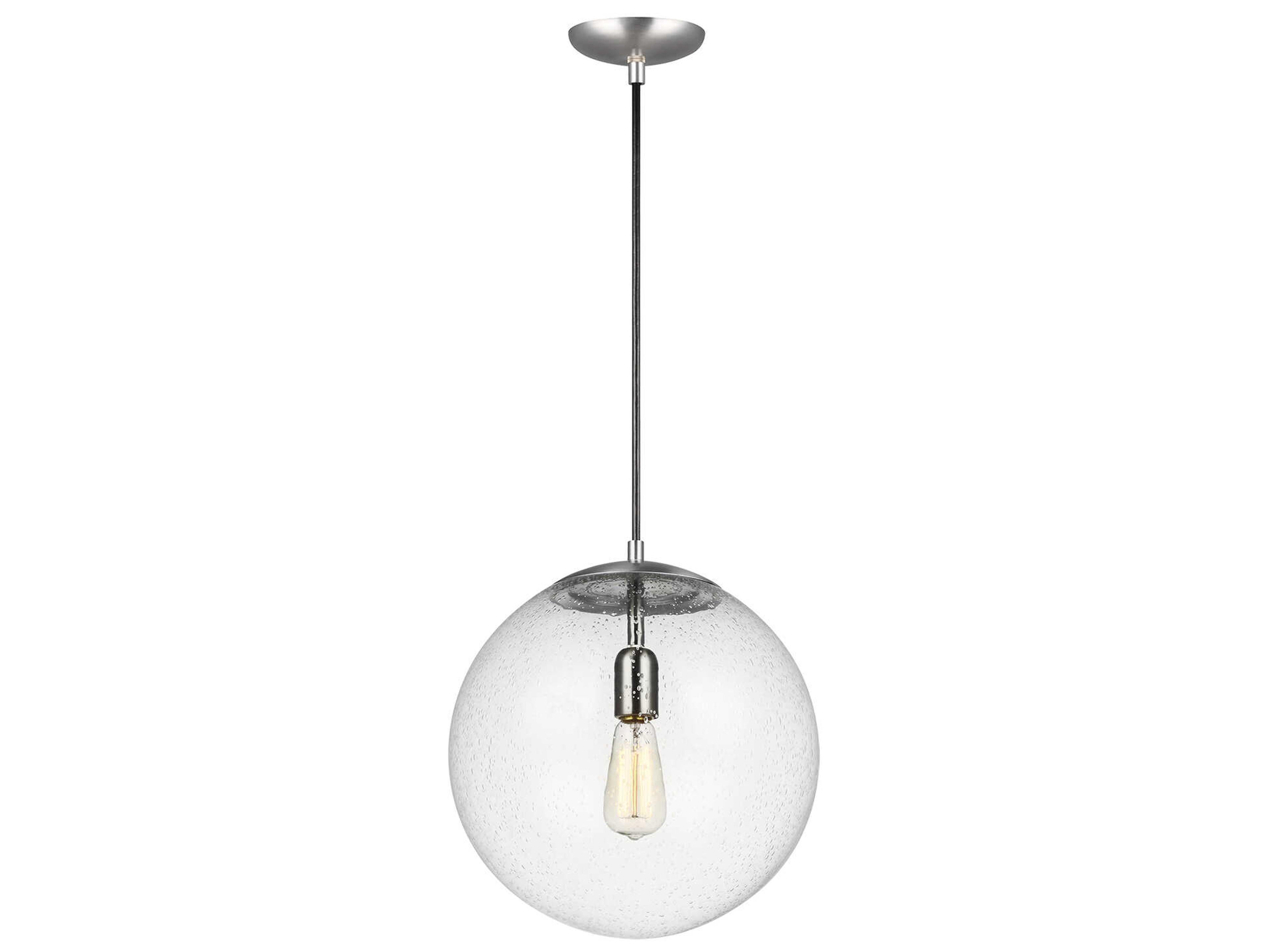Leo 14 Inch Hanging Globe Pendant Satin Aluminum