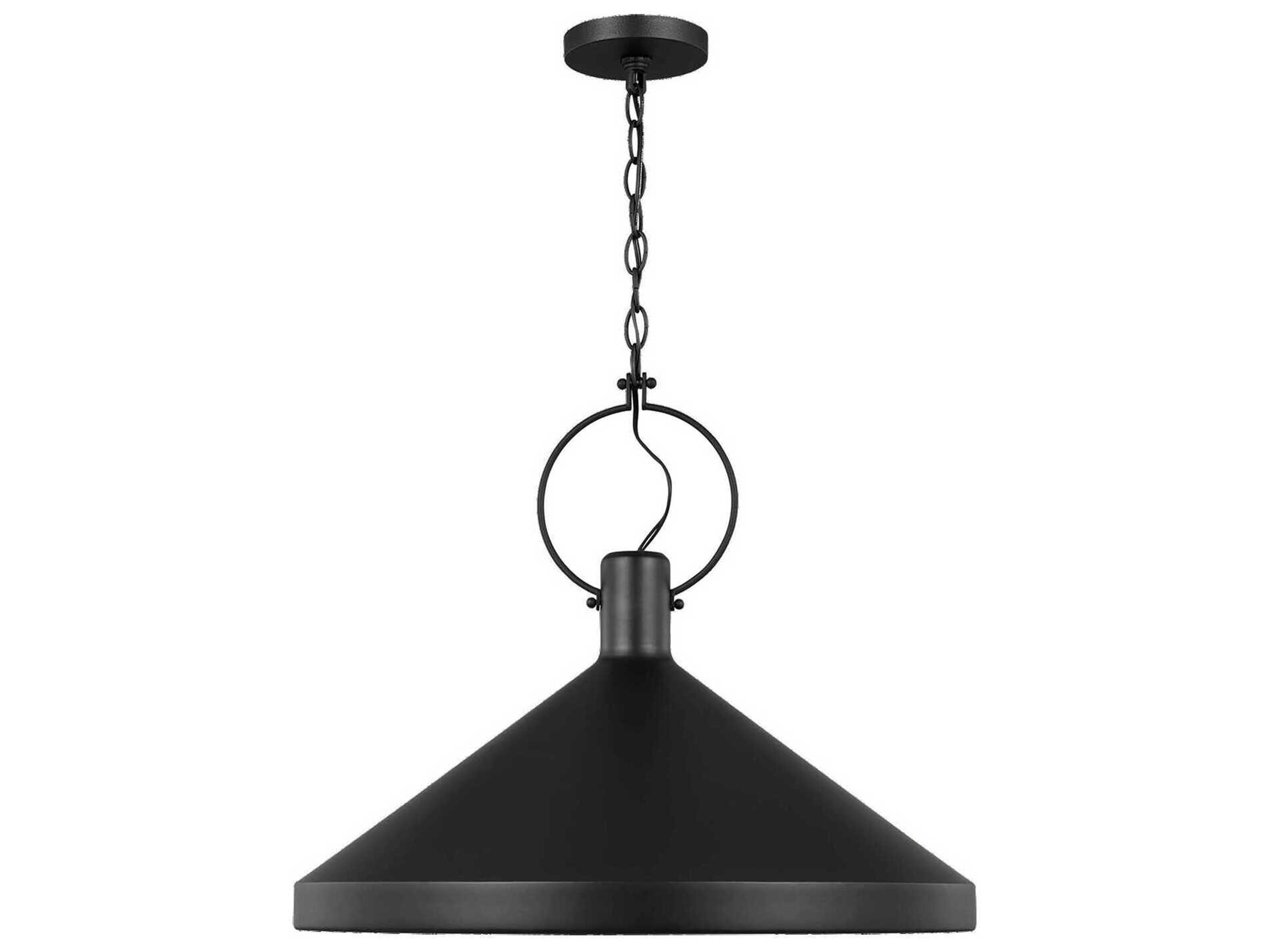 Lyon Large Pendant Light Midnight Black Steel Cone