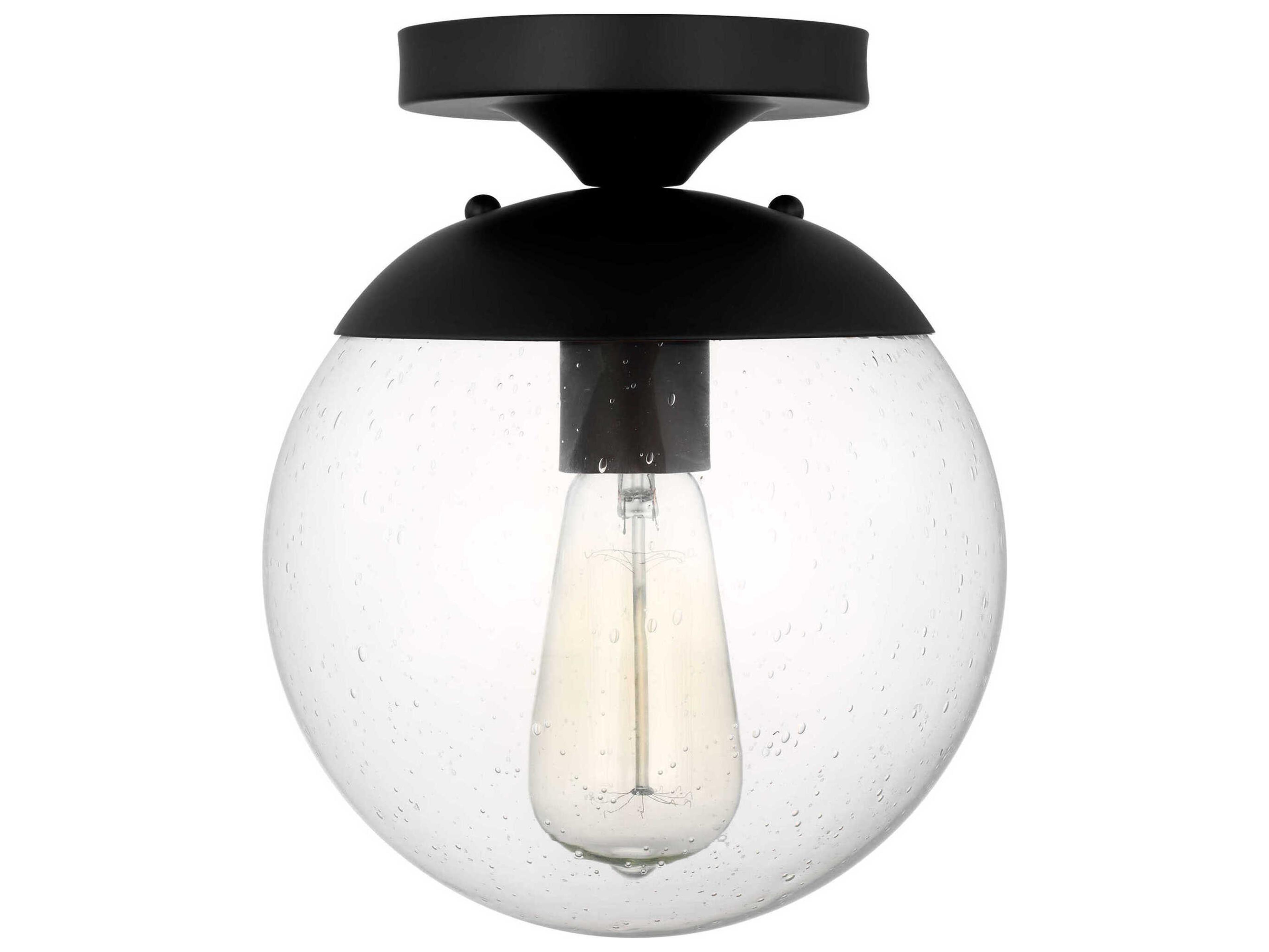 Visual Comfort Studio Leo 1-Light Midnight Black Globe Semi Flush Mount