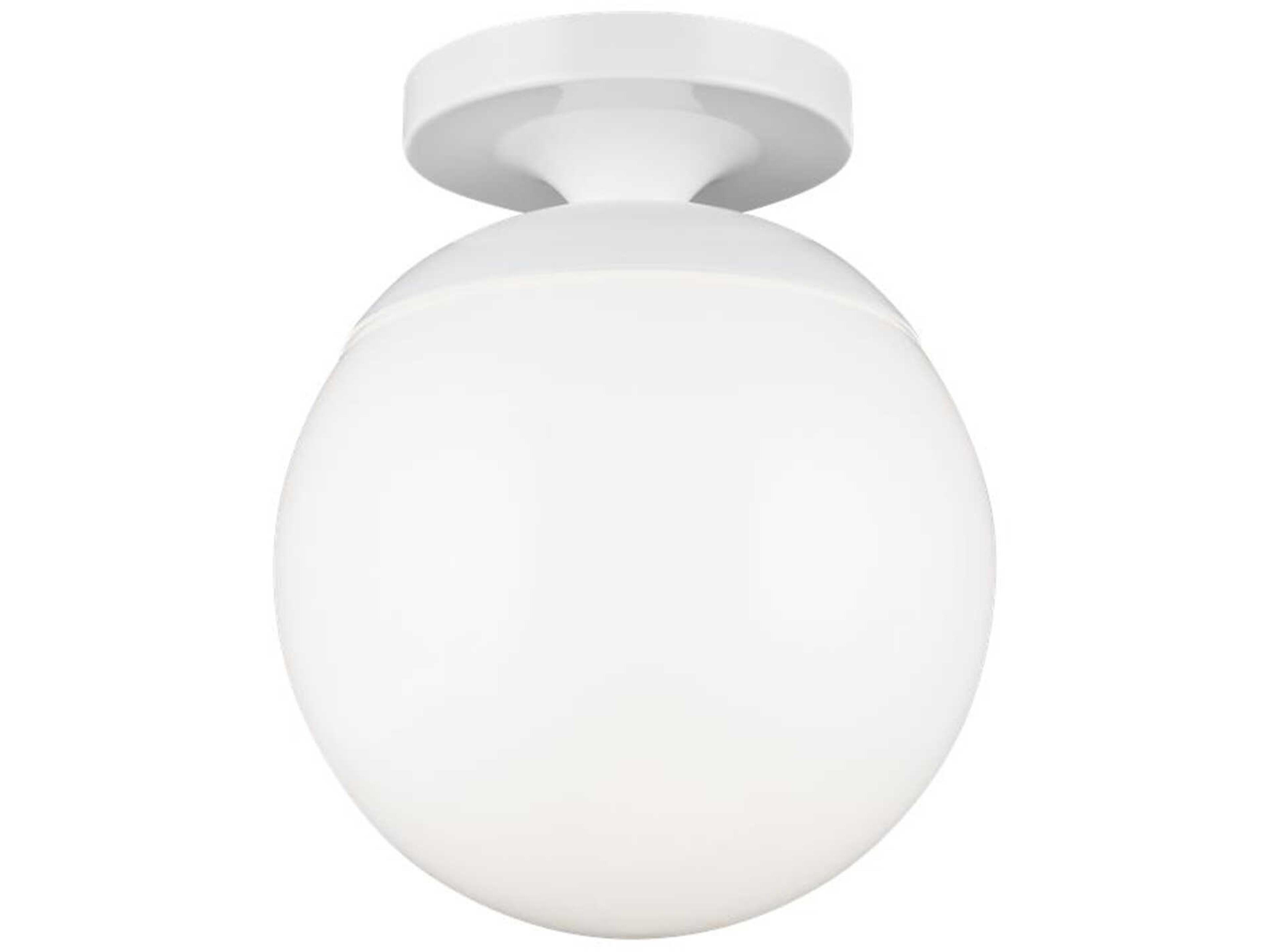 Leo White Glass Globe Semi Flush Ceiling Light