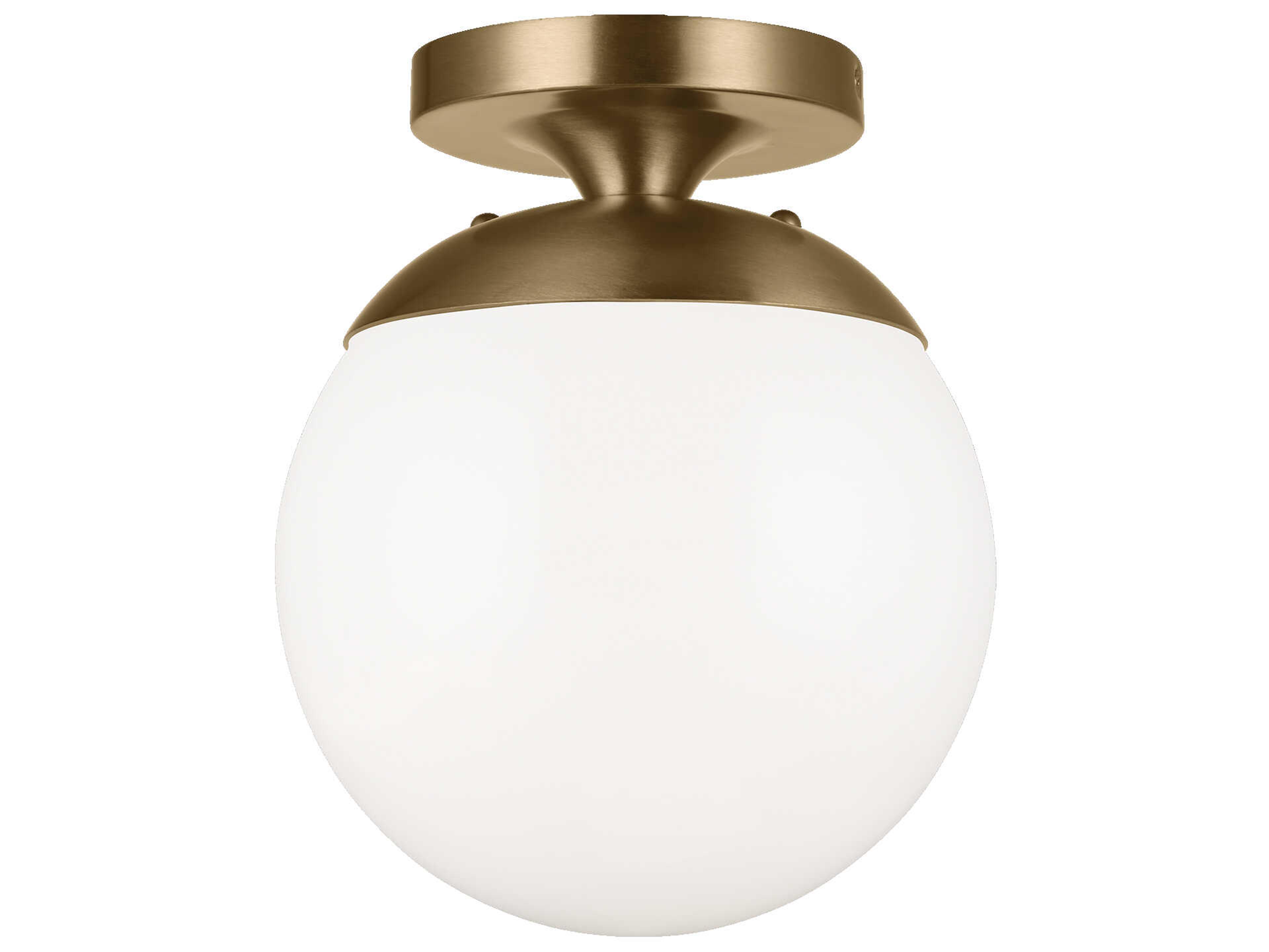 Semi Flush Mount Ceiling Light Leo Satin Brass White Glass
