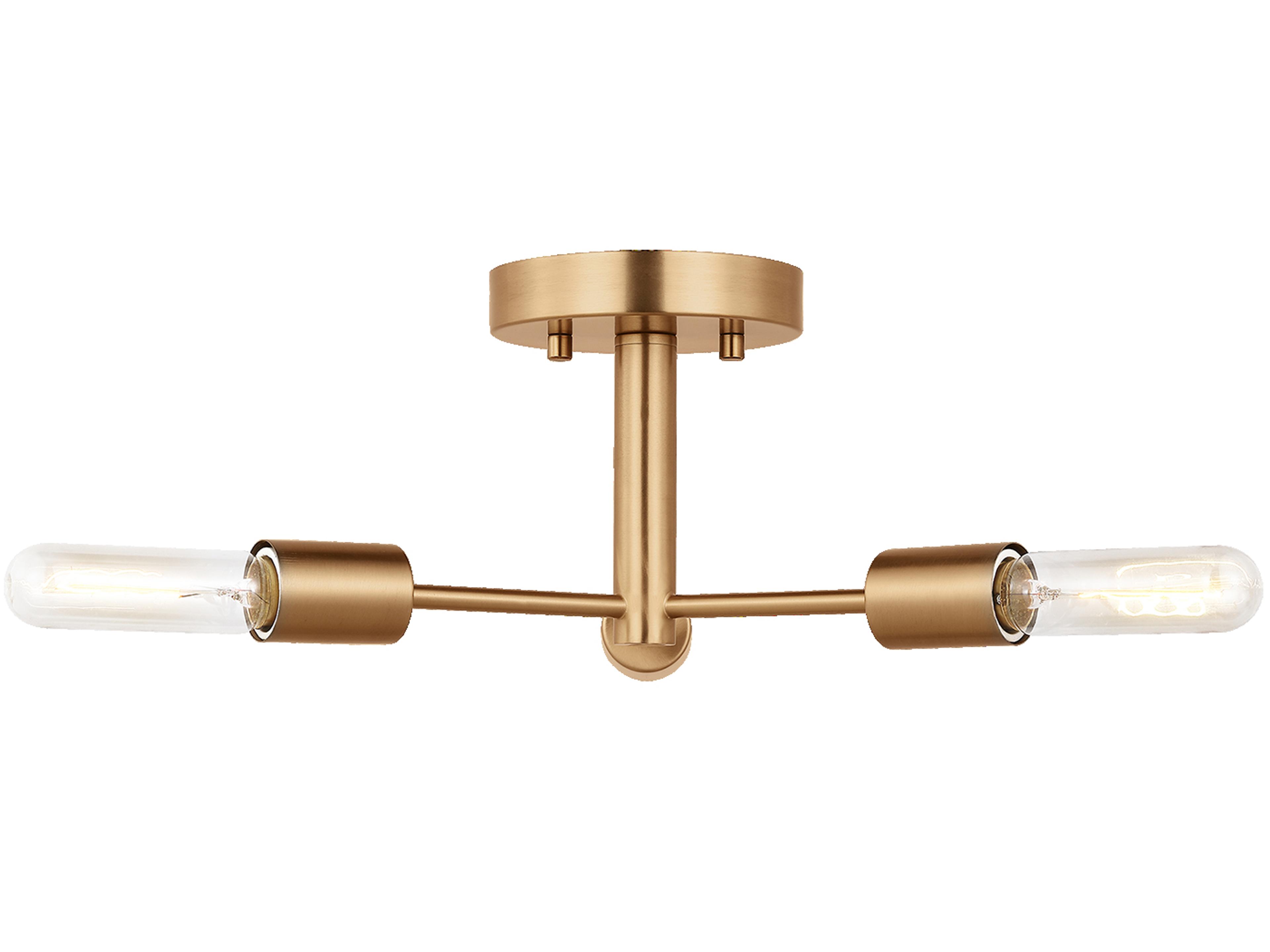 Axis 3-Light Semi-Flush Mount Satin Brass Adjustable Arms