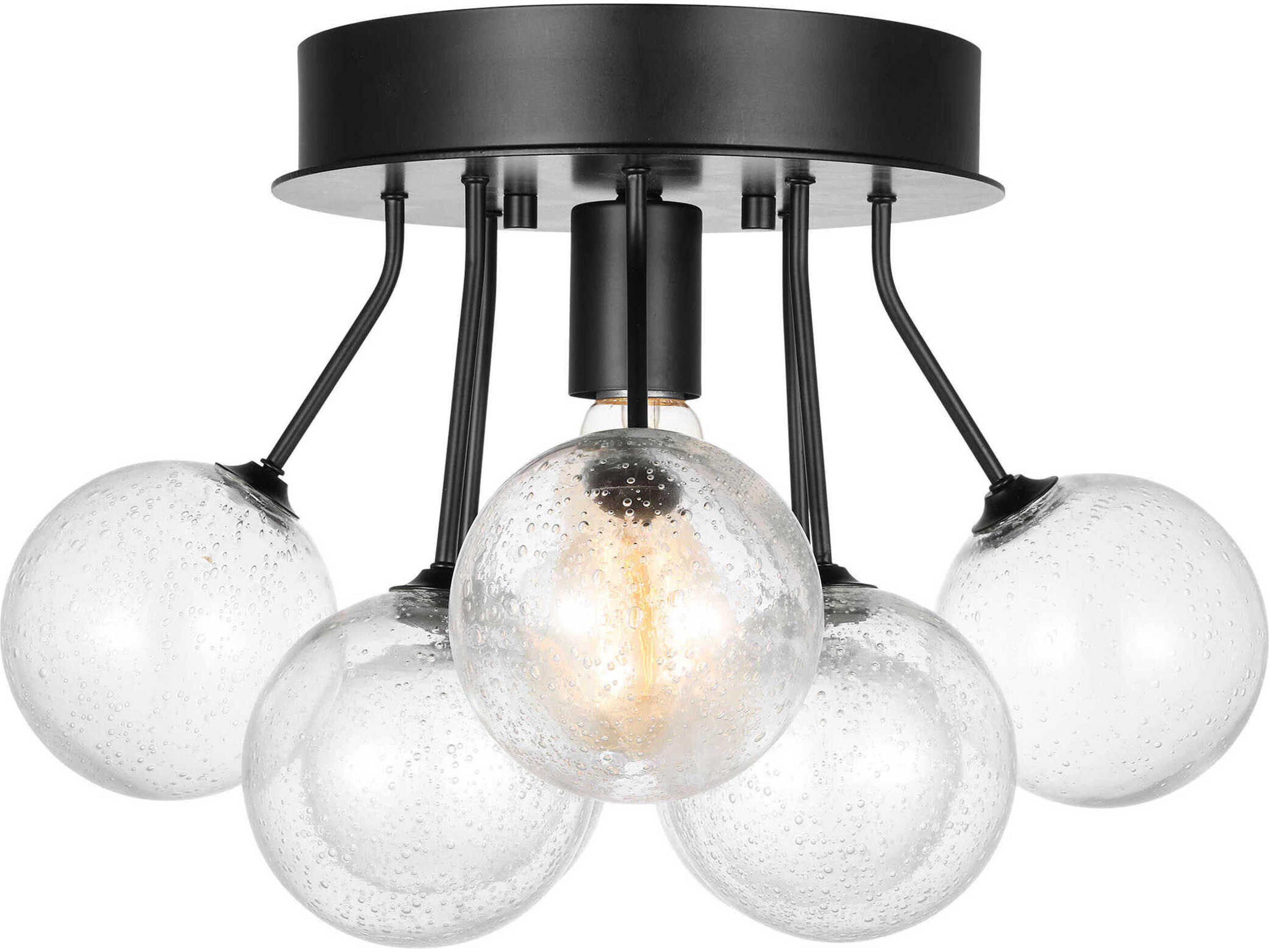 Visual Comfort Studio Bronzeville 1-Light Midnight Black Globe Semi Flush Mount