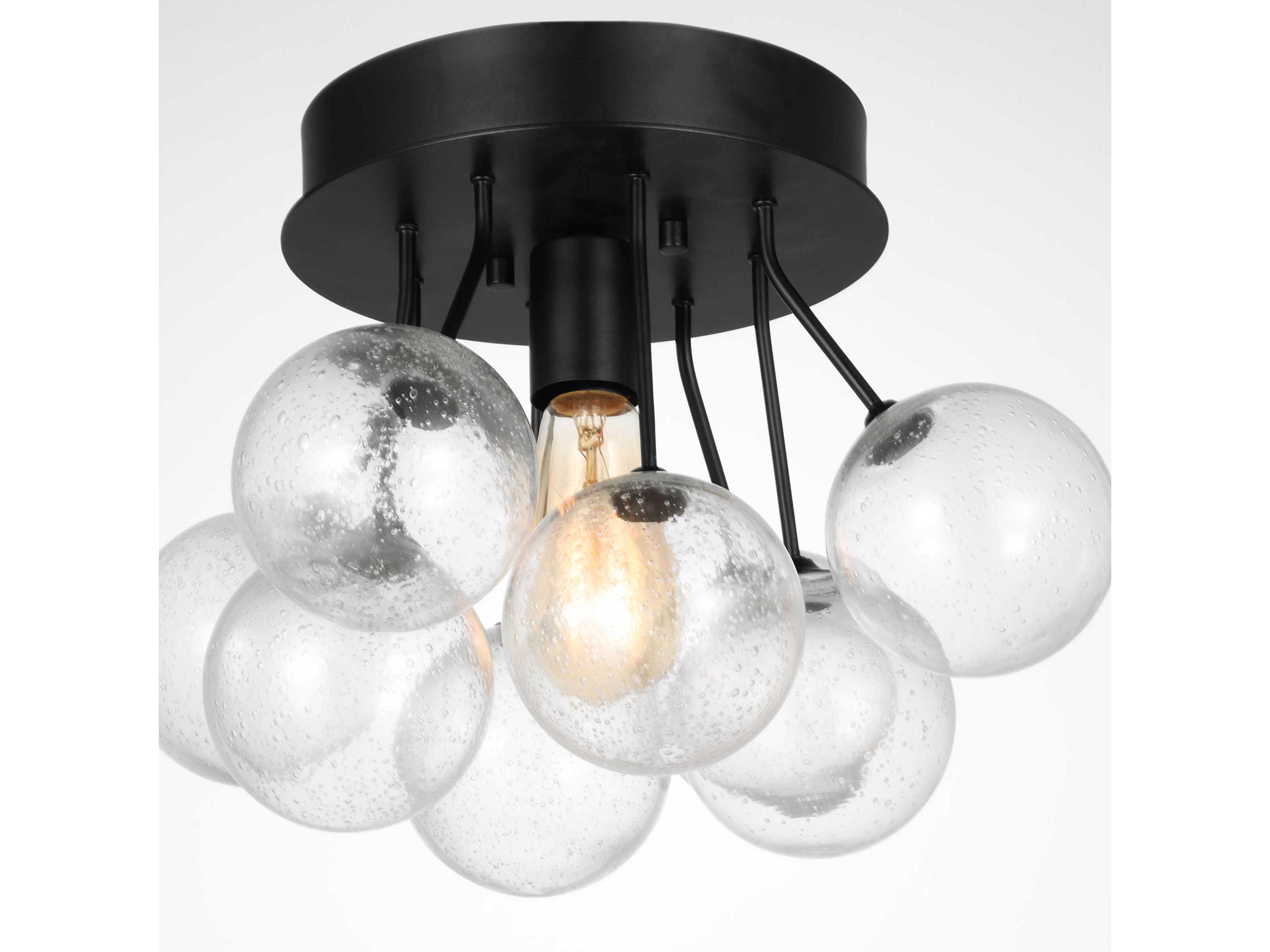 Visual Comfort Studio Bronzeville 1-Light Midnight Black Globe Semi Flush Mount