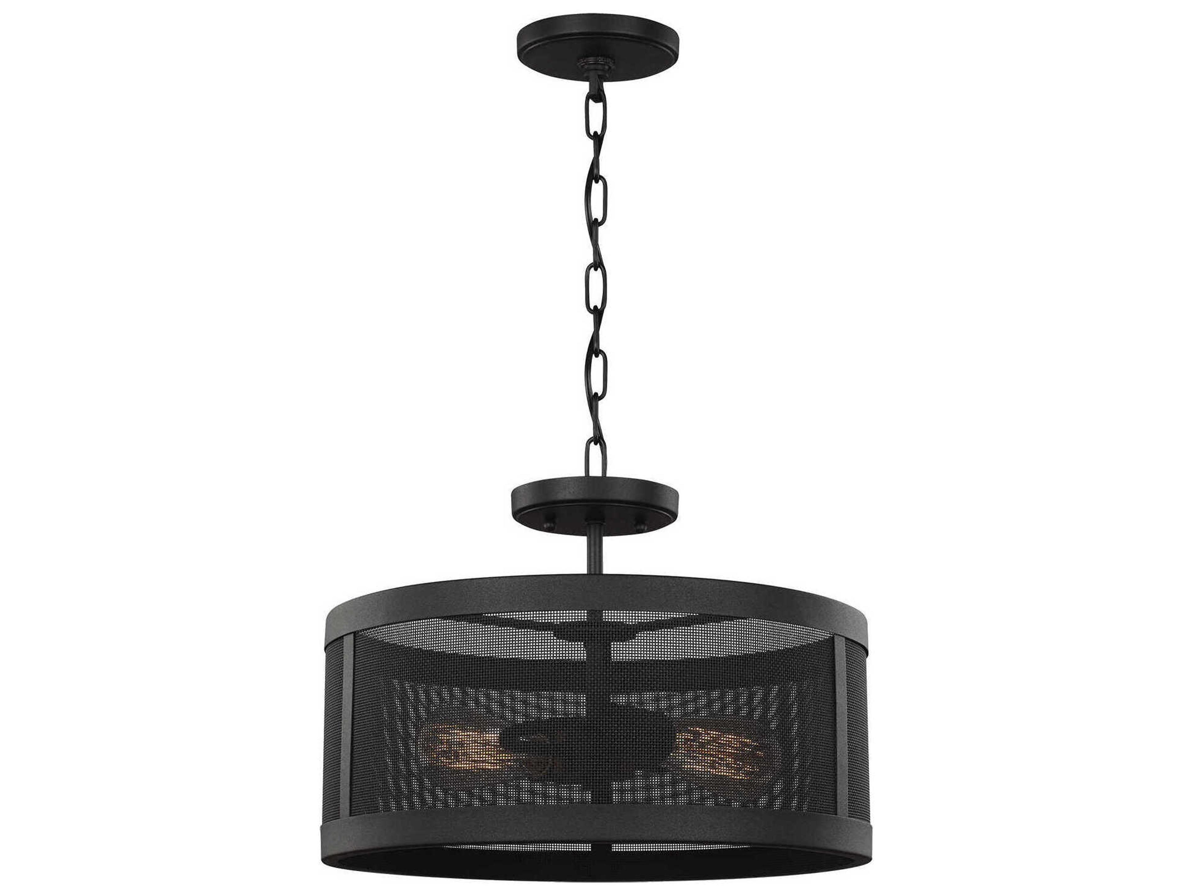 Convertible Semi Flush Pendant Gereon Black Mesh