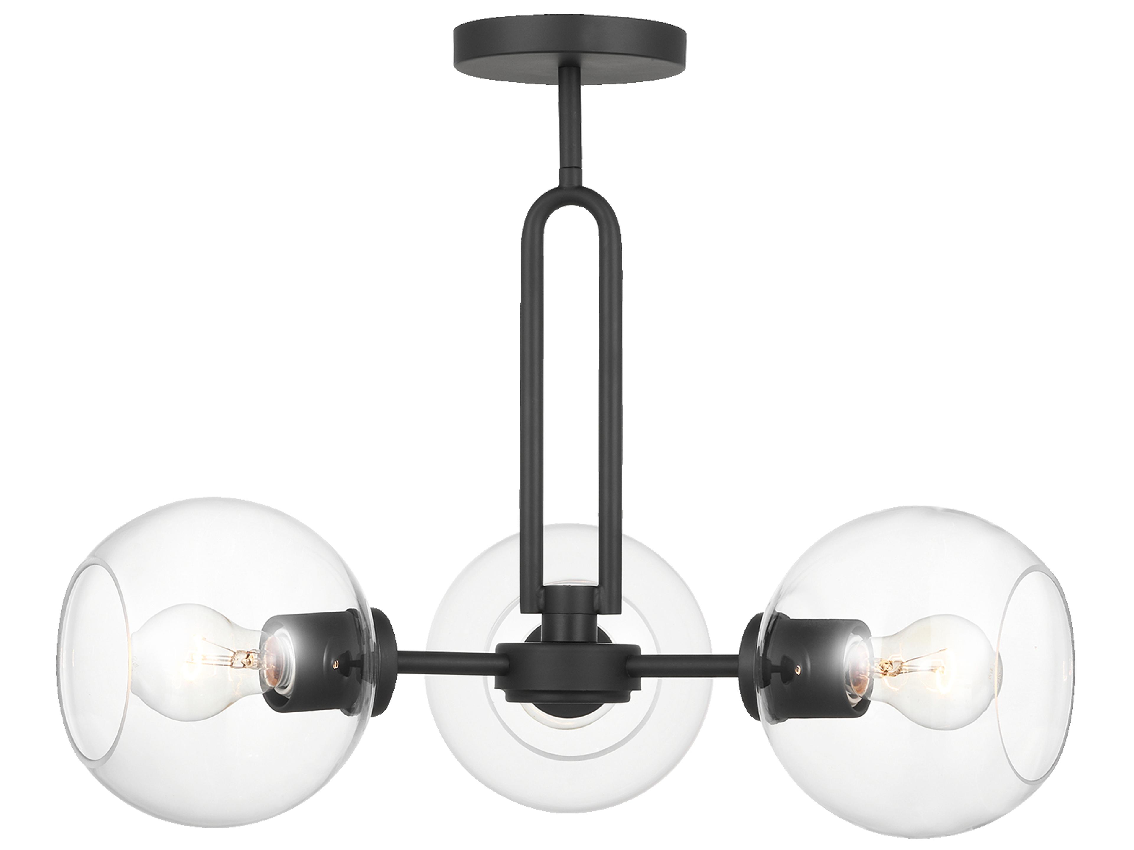 3 Light Convertible Semi Flush Mount Codyn Midnight Black Clear Glass