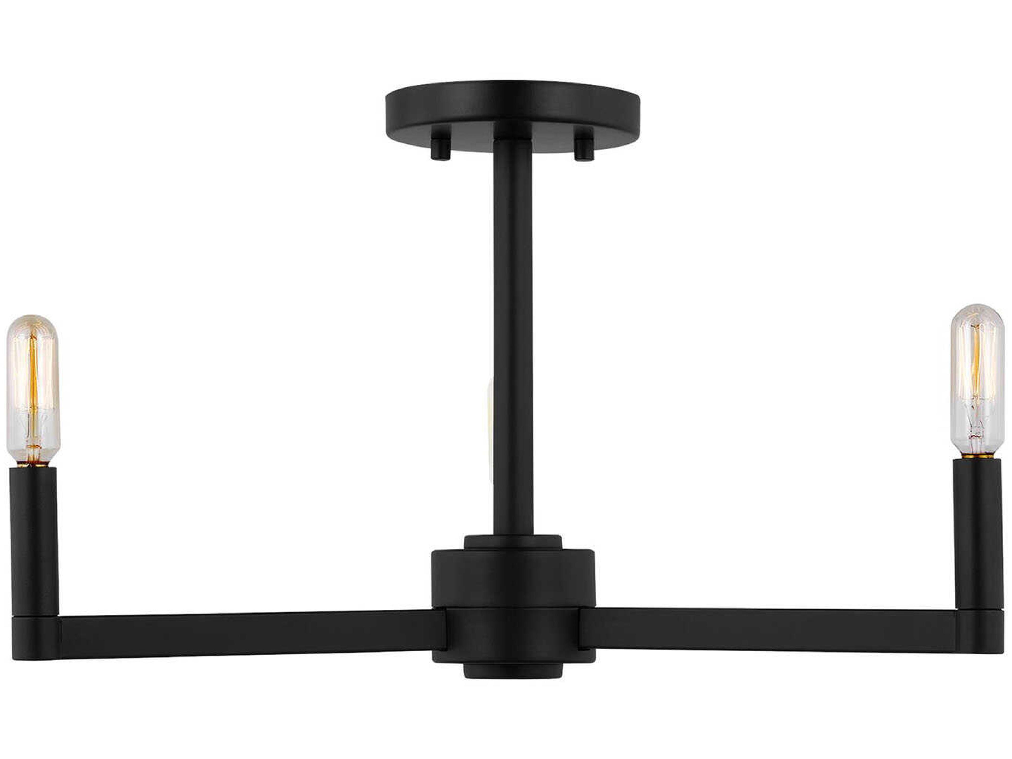 Fullton Semi Flush Mount Ceiling Light Midnight Black 3 Light