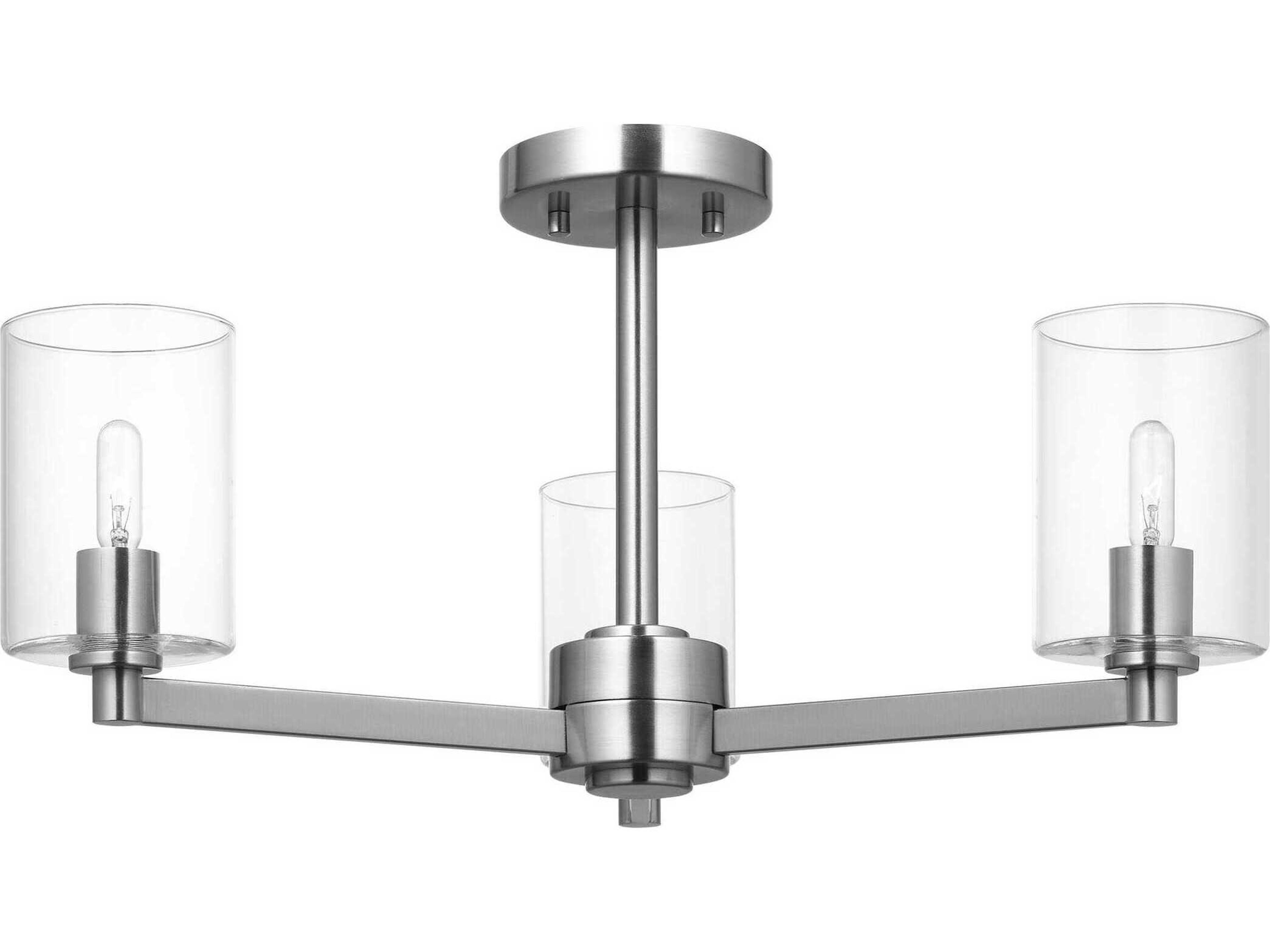 Semi Flush Mount Ceiling Light Fullton Chrome Clear Glass