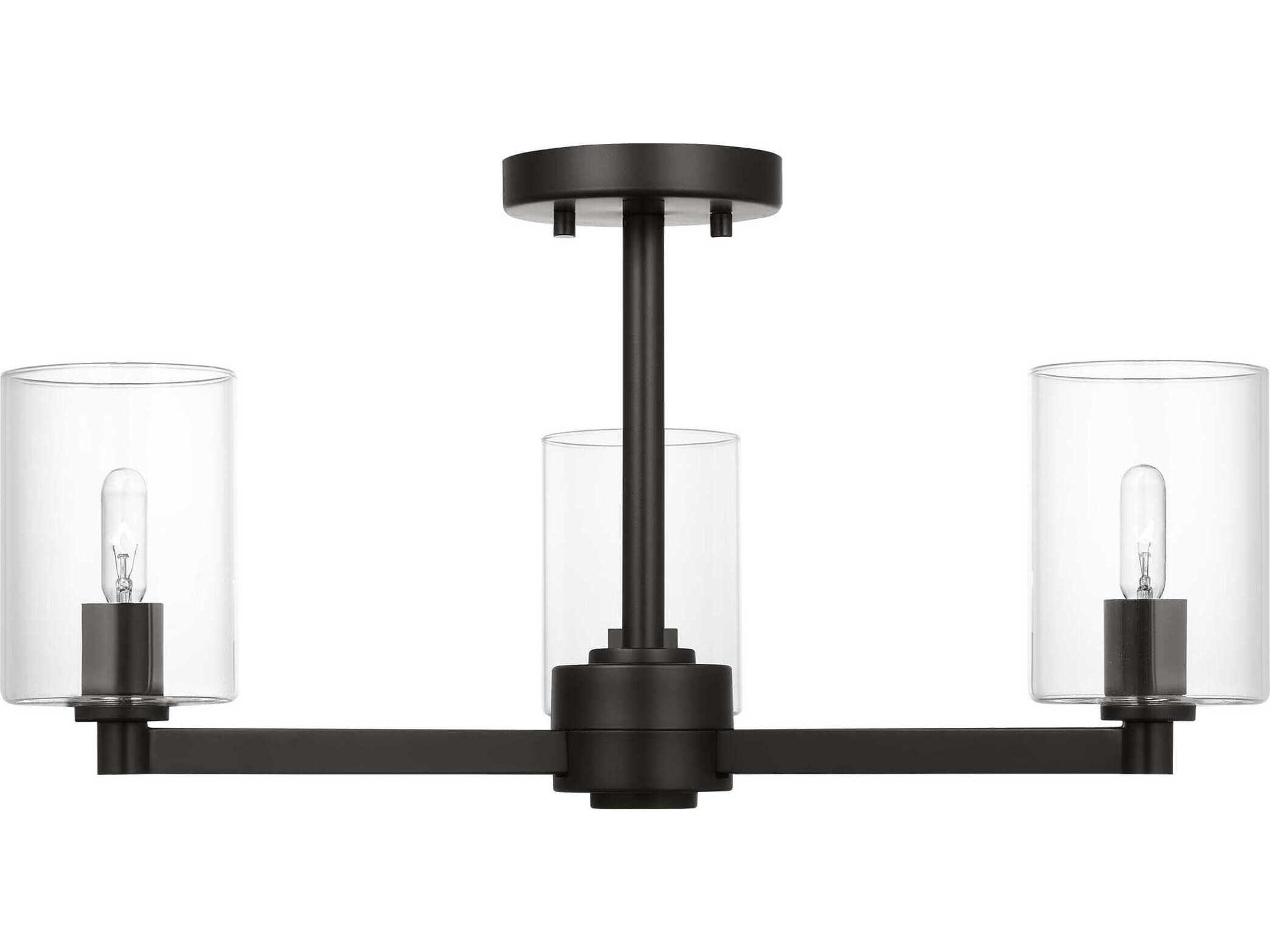 Visual Comfort Studio Fullton 3-Light Midnight Black Cylinder Semi Flush Mount