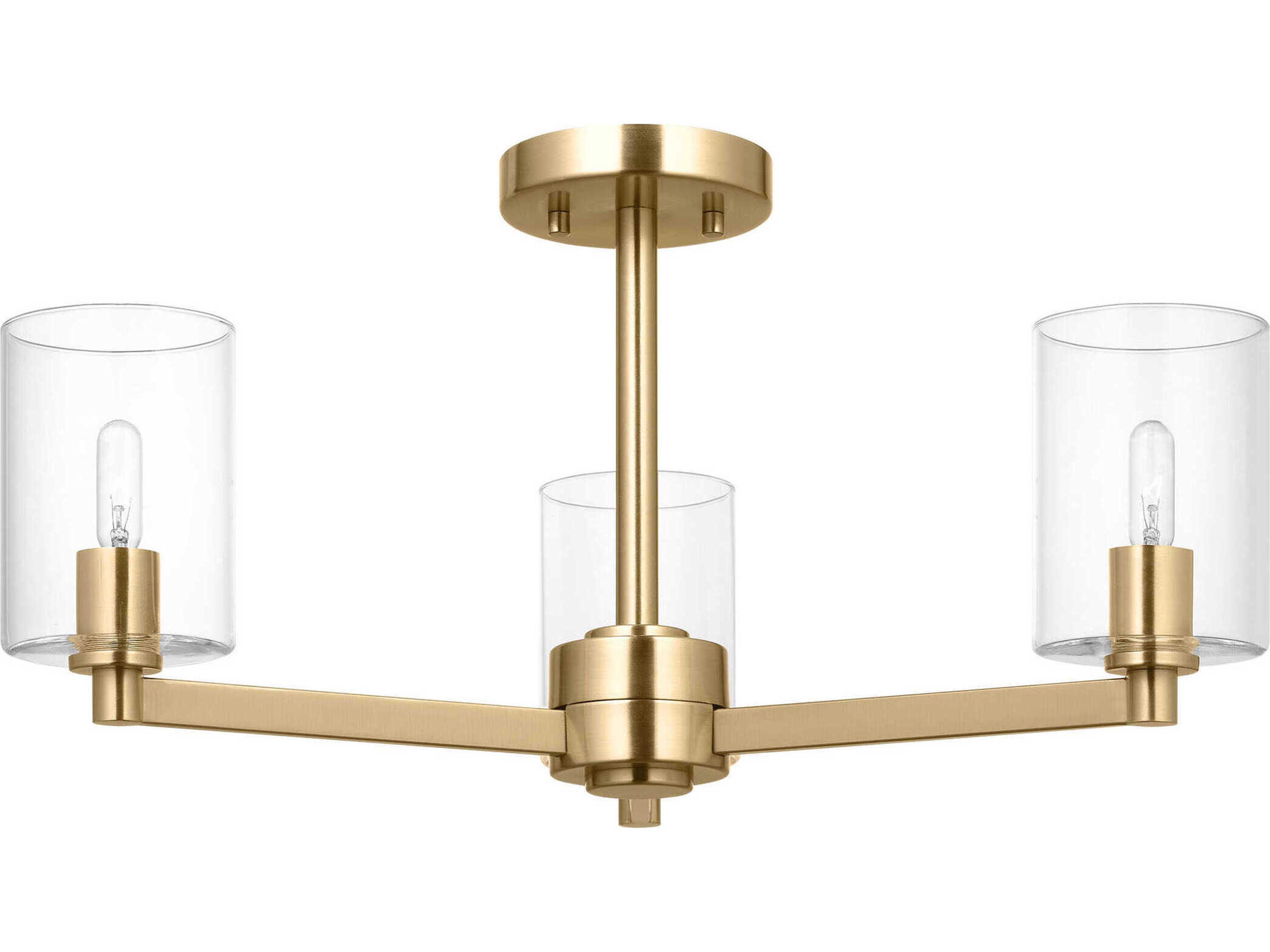 Fullton 3 Light Satin Brass Semi Flush Mount Ceiling Light