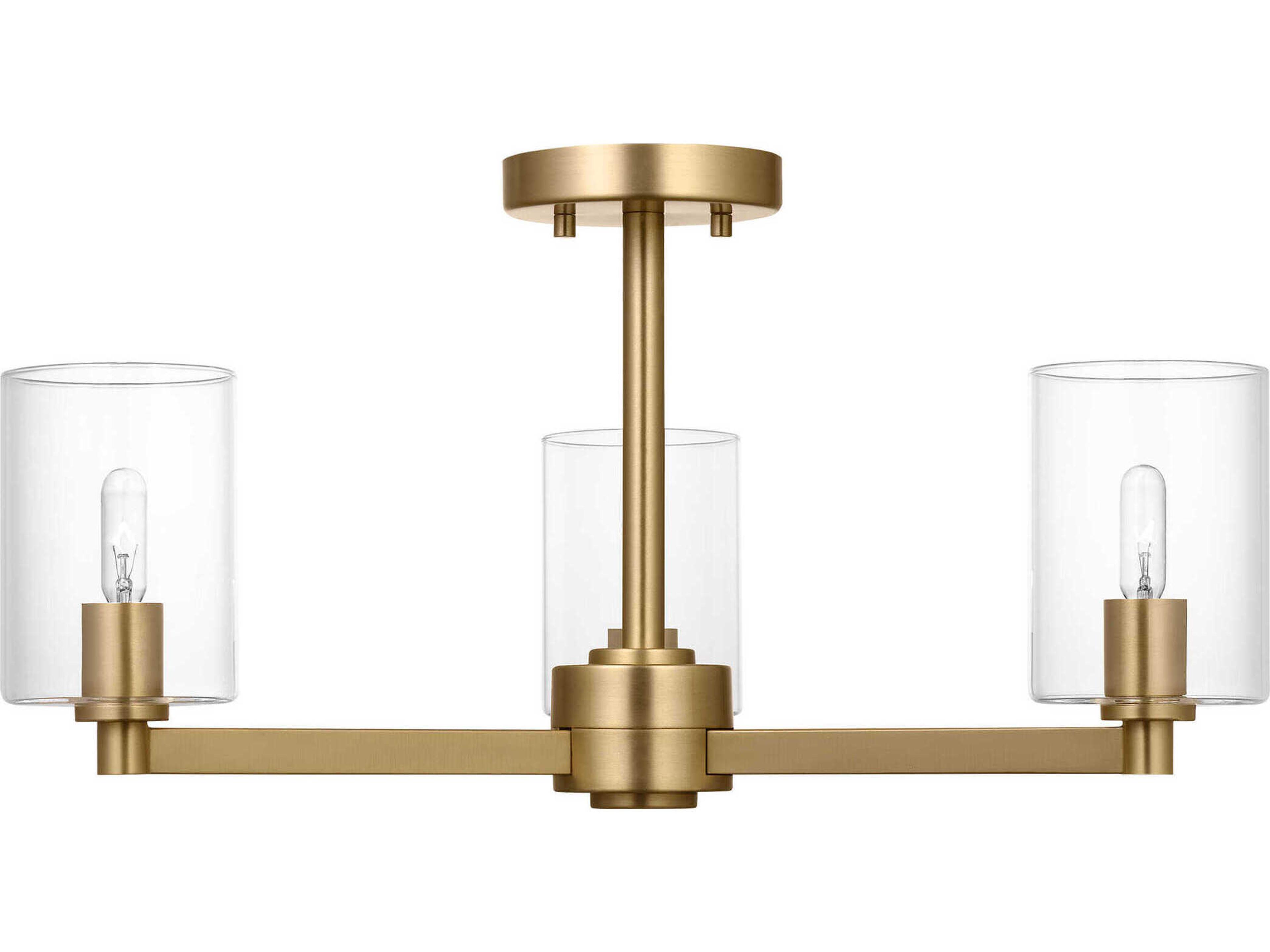 Visual Comfort Studio Fullton 3-Light Satin Brass Cylinder Semi Flush Mount