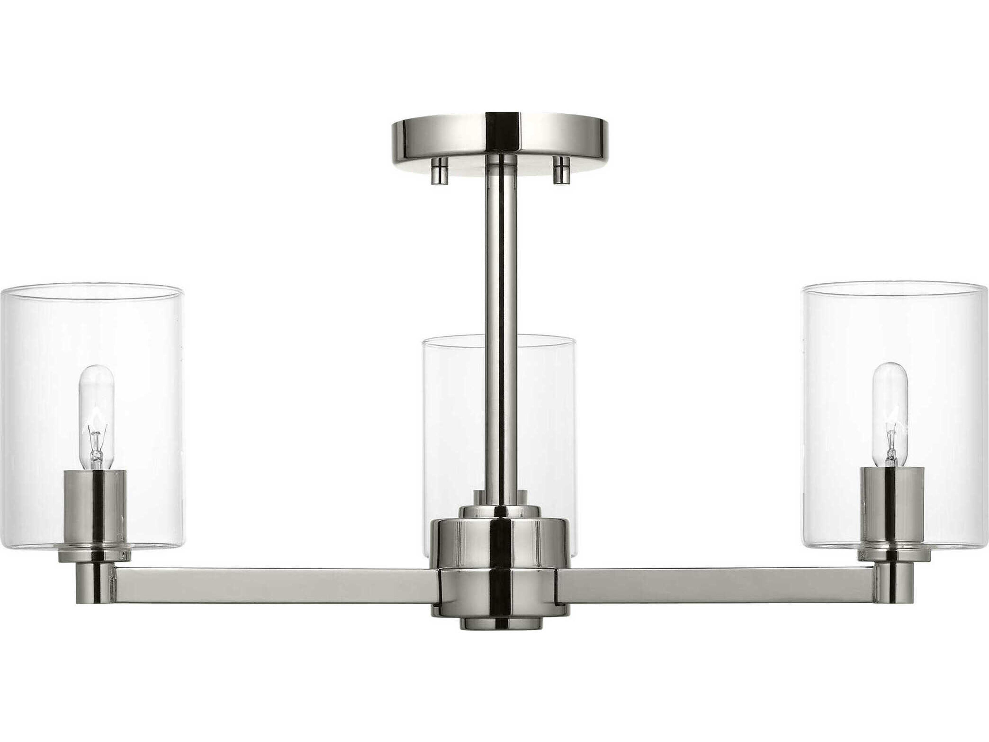 Visual Comfort Studio Fullton 3-Light Brushed Nickel Cylinder Semi Flush Mount