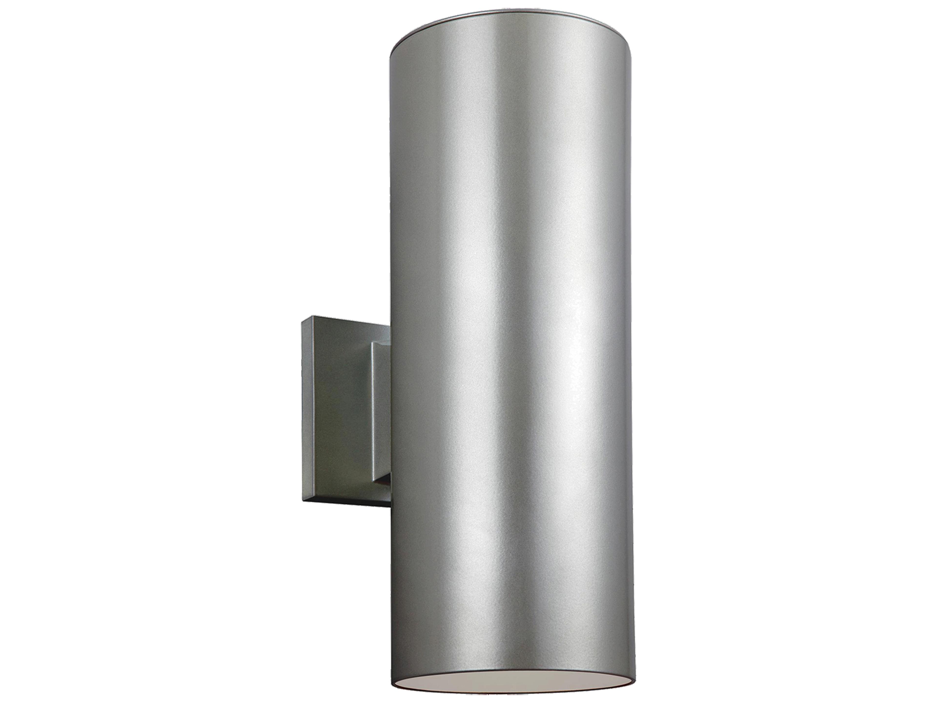 Outdoor Cylinders 2-Light Painted Brushed Nickel Outdoor Wall Lantern