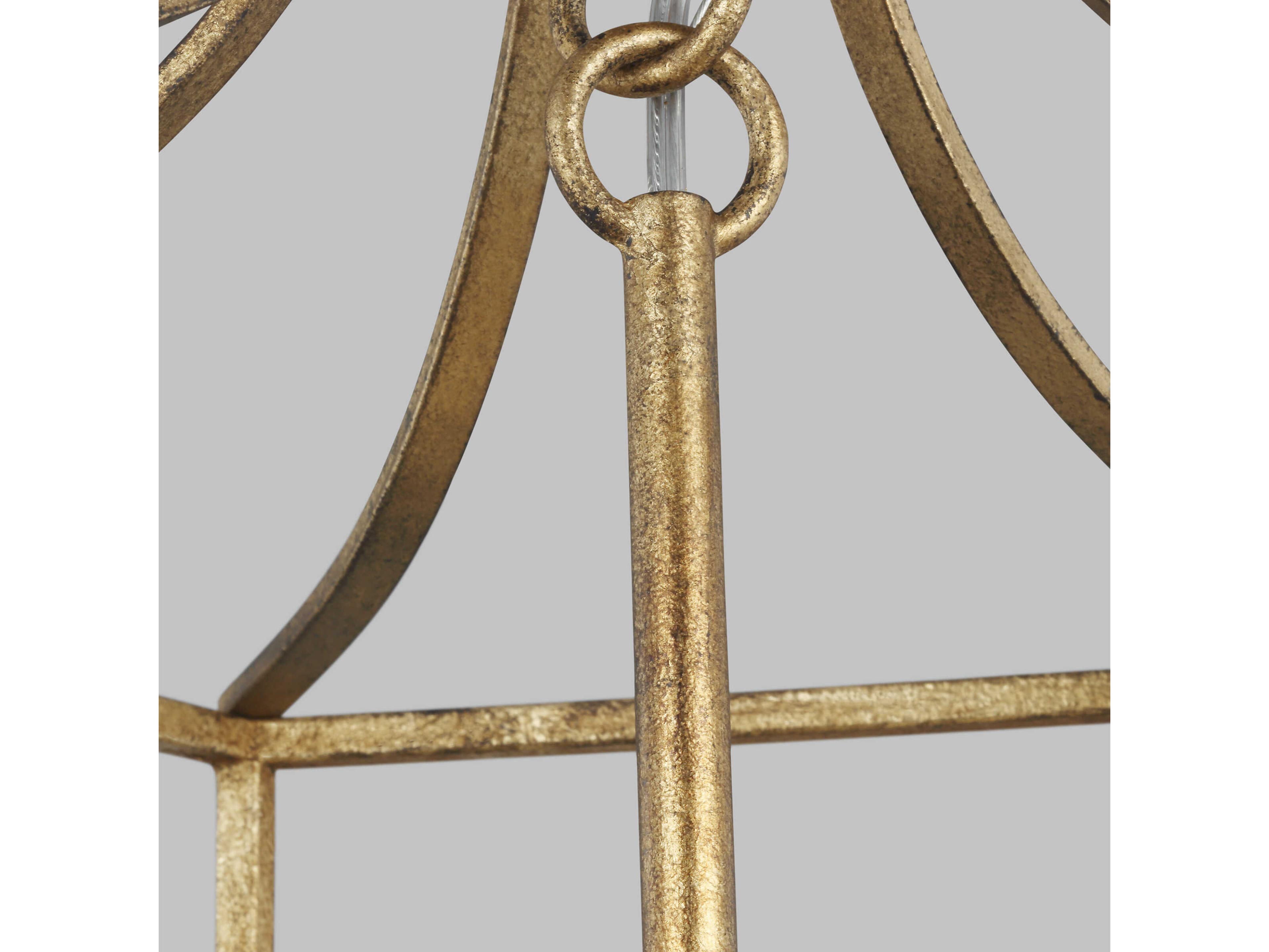 Visual Comfort Studio Bantry House 4-Light Antique Gild Gold Candelabra Lantern Chandelier
