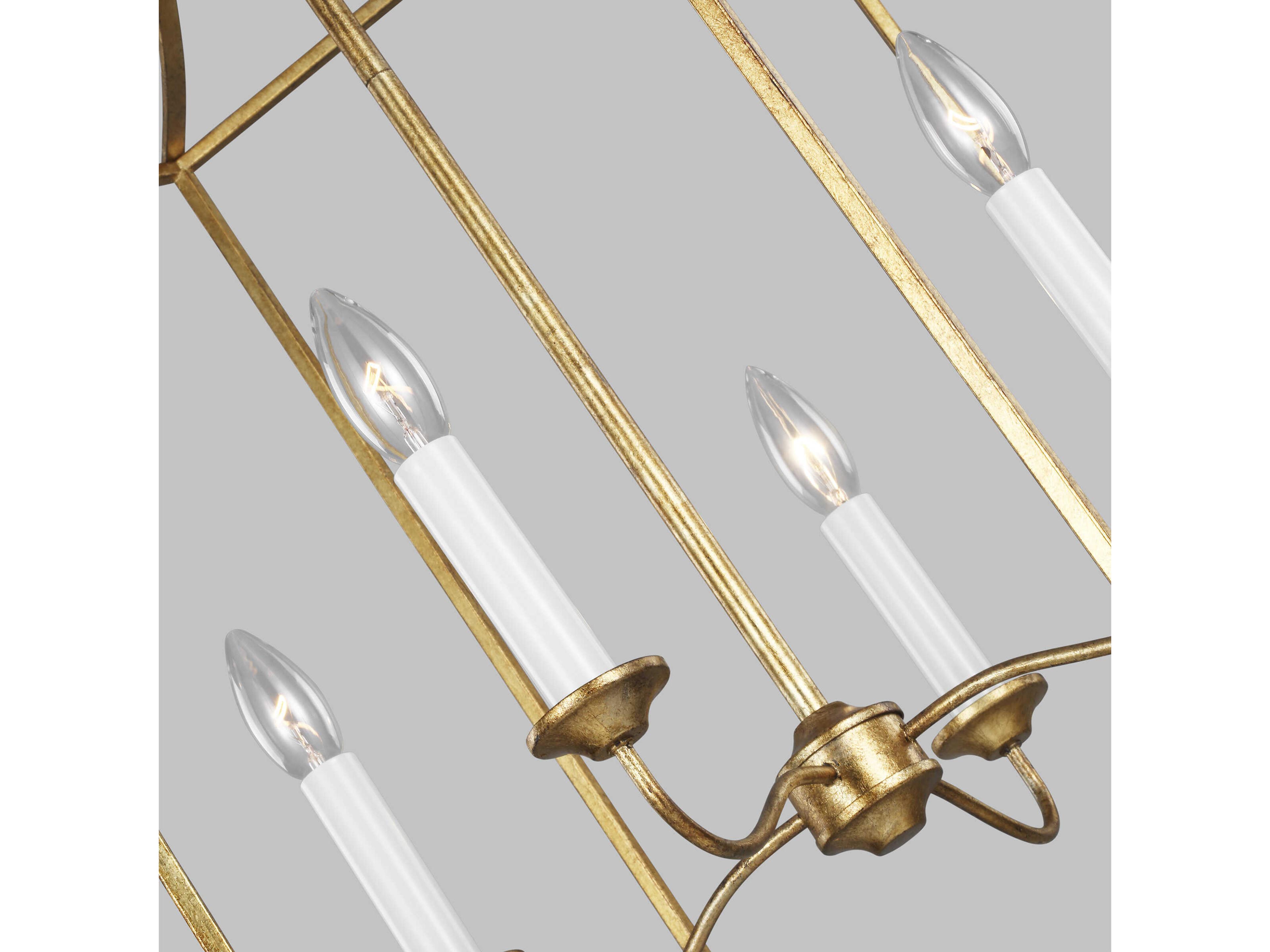 Visual Comfort Studio Bantry House 4-Light Antique Gild Gold Candelabra Lantern Chandelier
