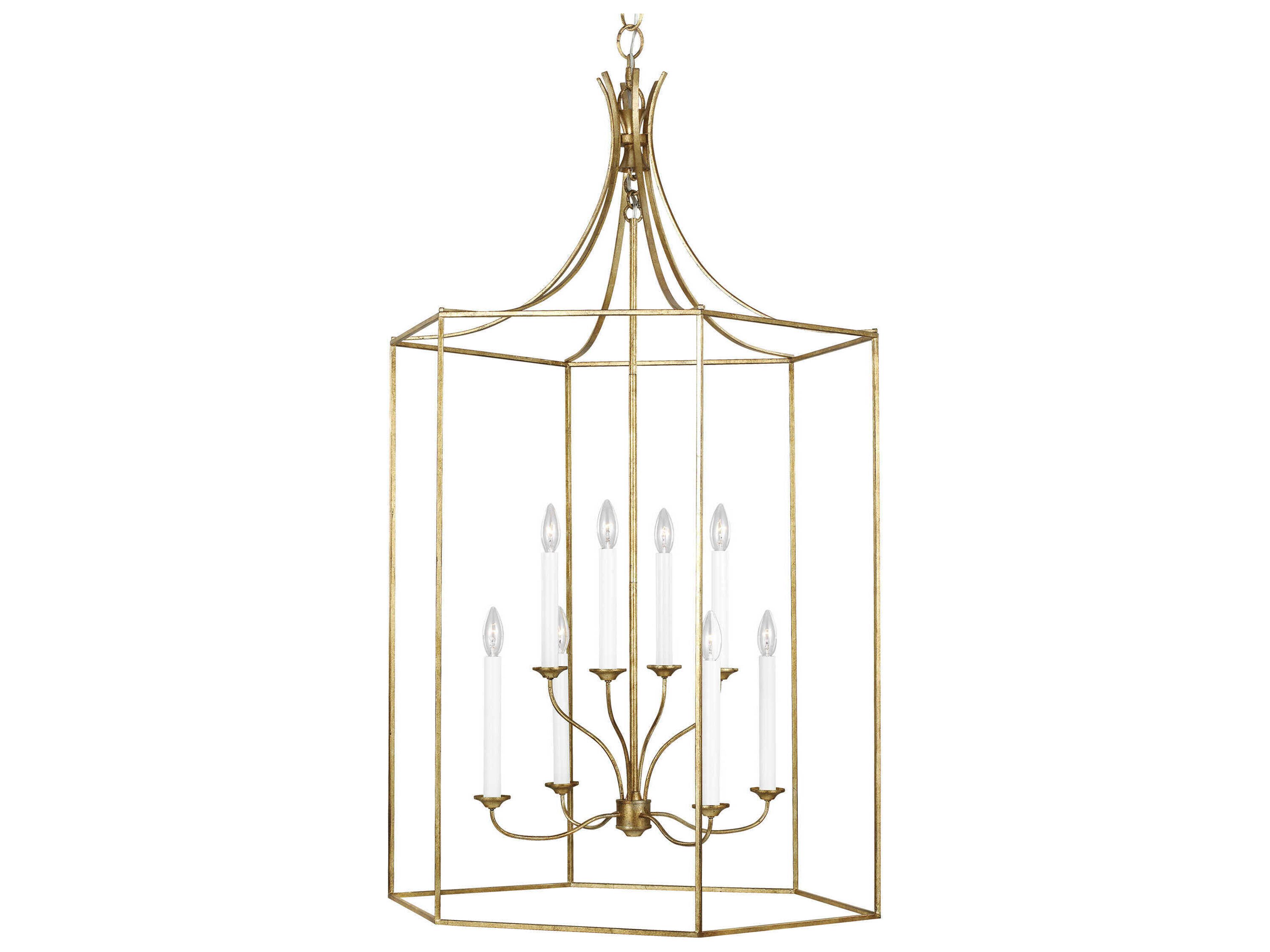 Visual Comfort Studio Bantry House 8-Light Antique Gild Gold Candelabra Lantern Tiered Chandelier