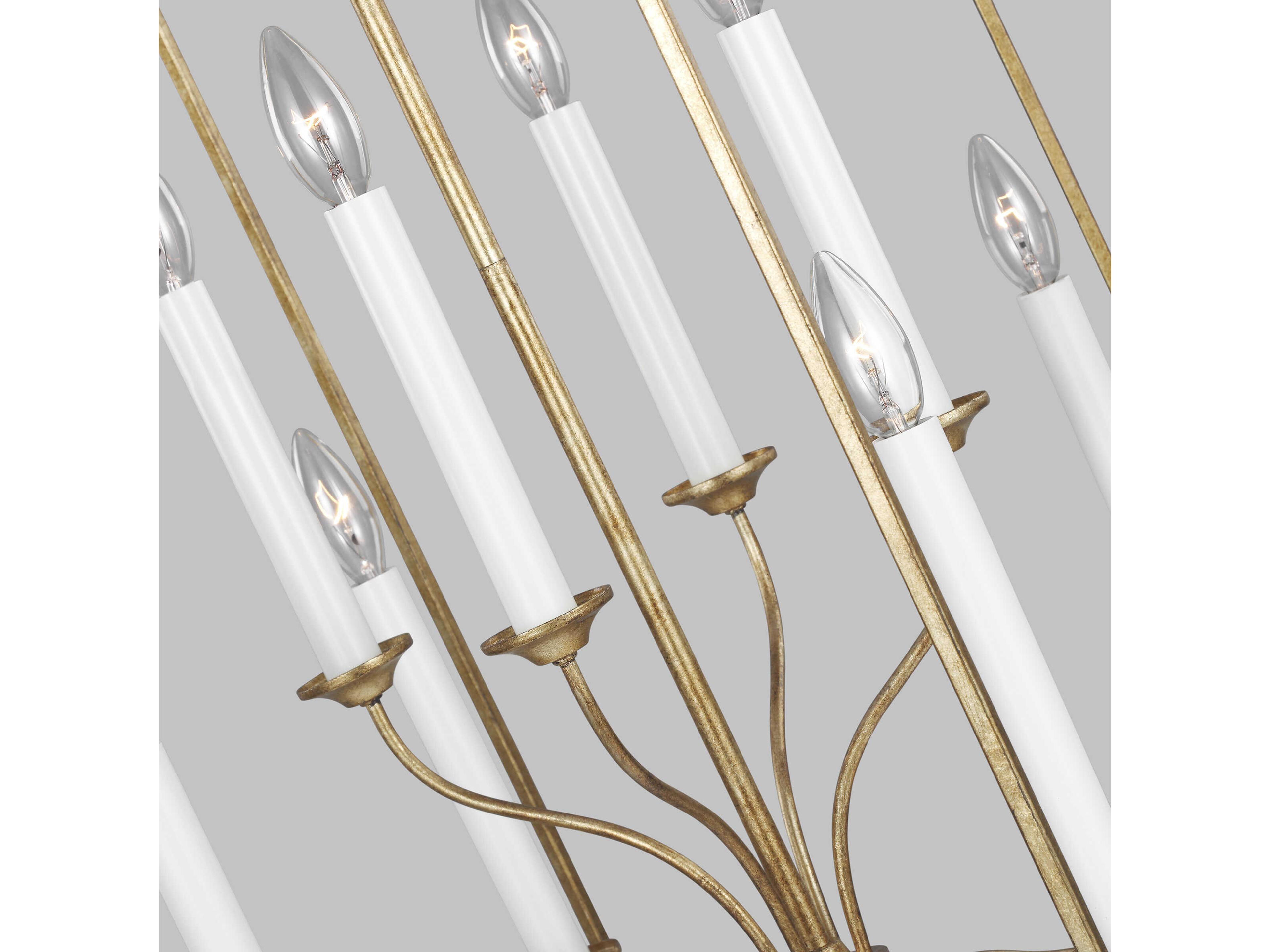 Visual Comfort Studio Bantry House 8-Light Antique Gild Gold Candelabra Lantern Tiered Chandelier