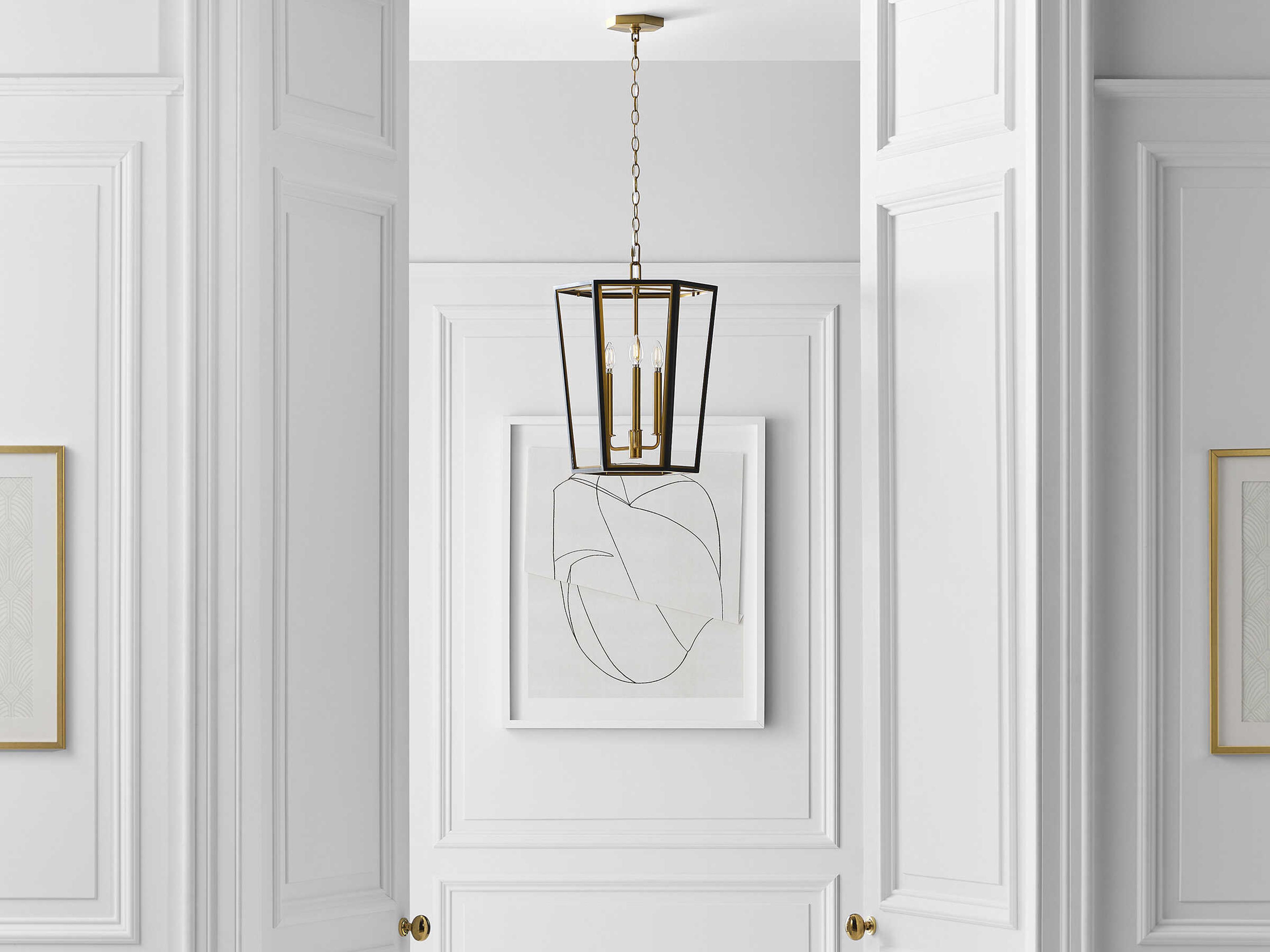 Visual Comfort Studio Curt 3-Light Midnight Black Lantern Chandelier