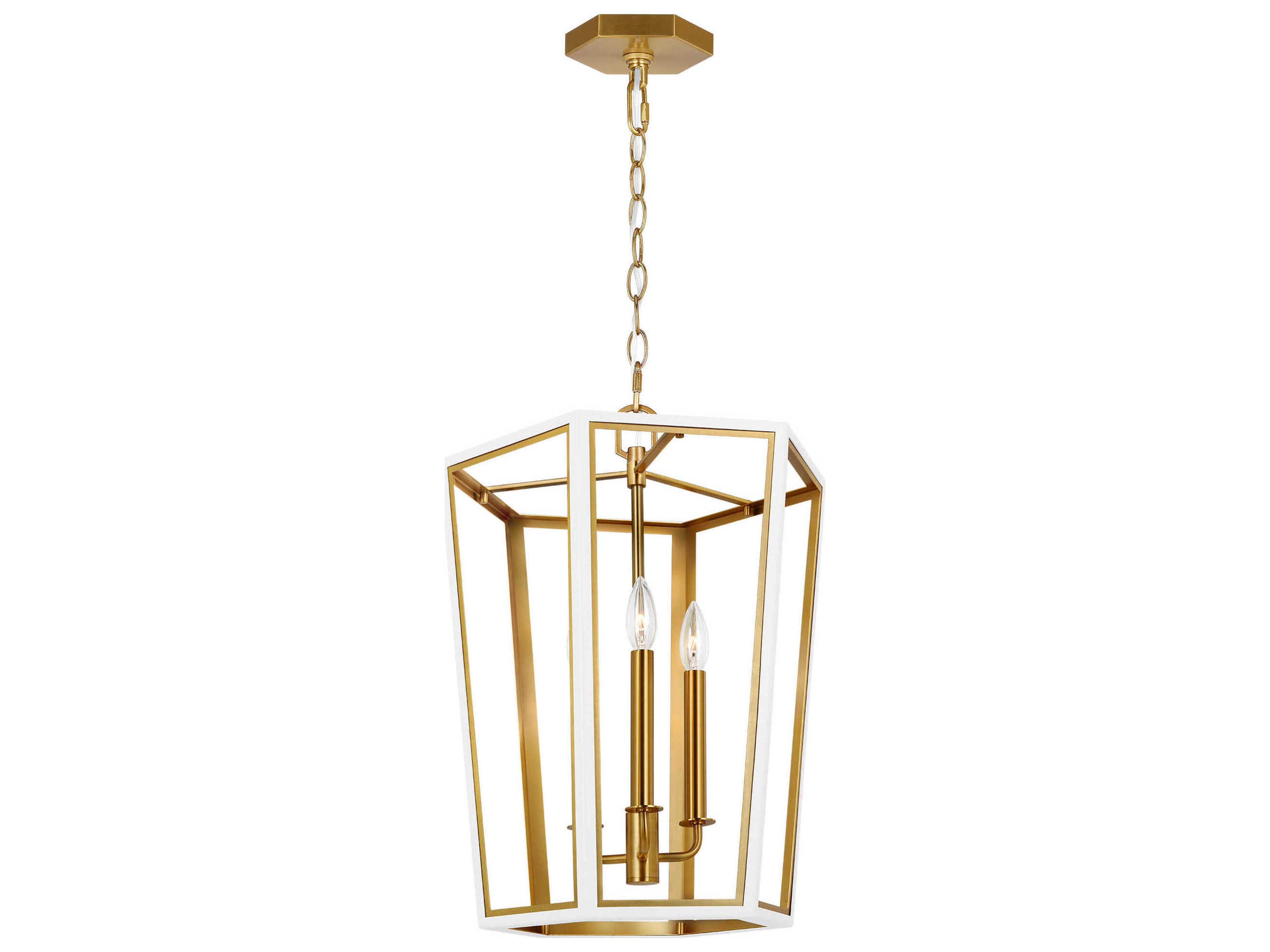 Visual Comfort Studio Curt 3-Light Matte White Lantern Chandelier