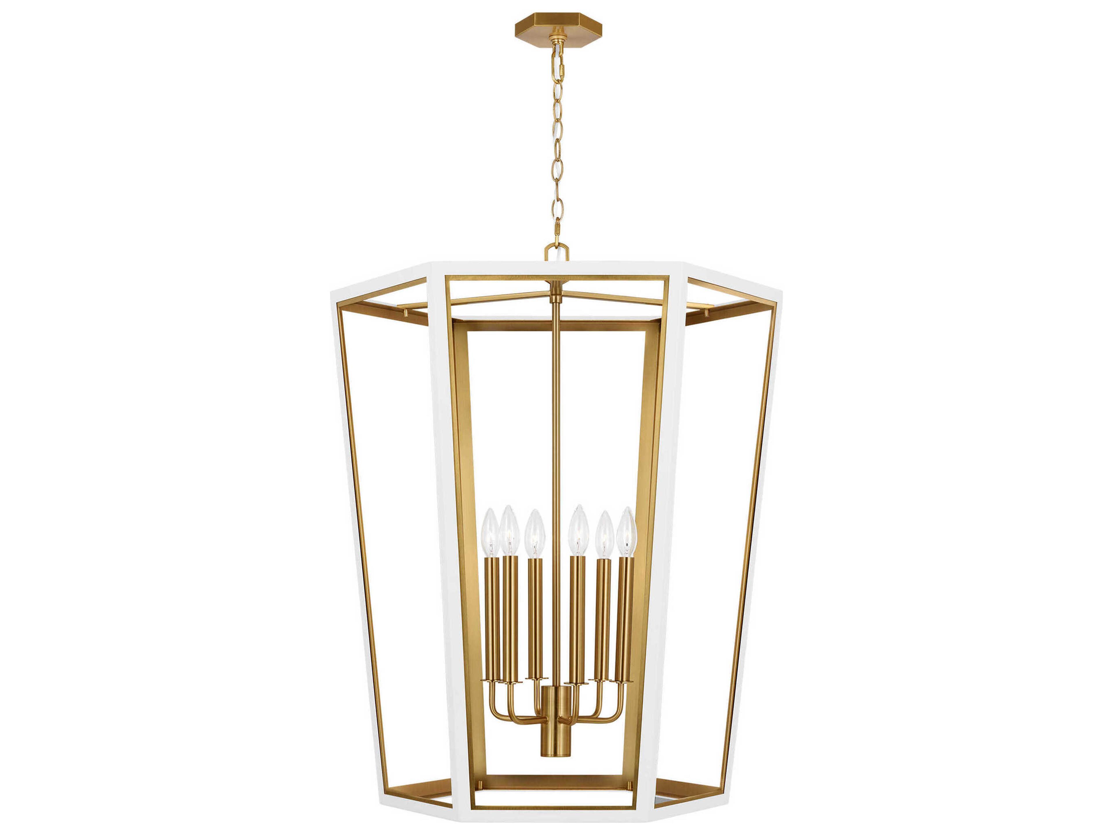 Lantern Chandelier Curt Matte White Burnished Brass