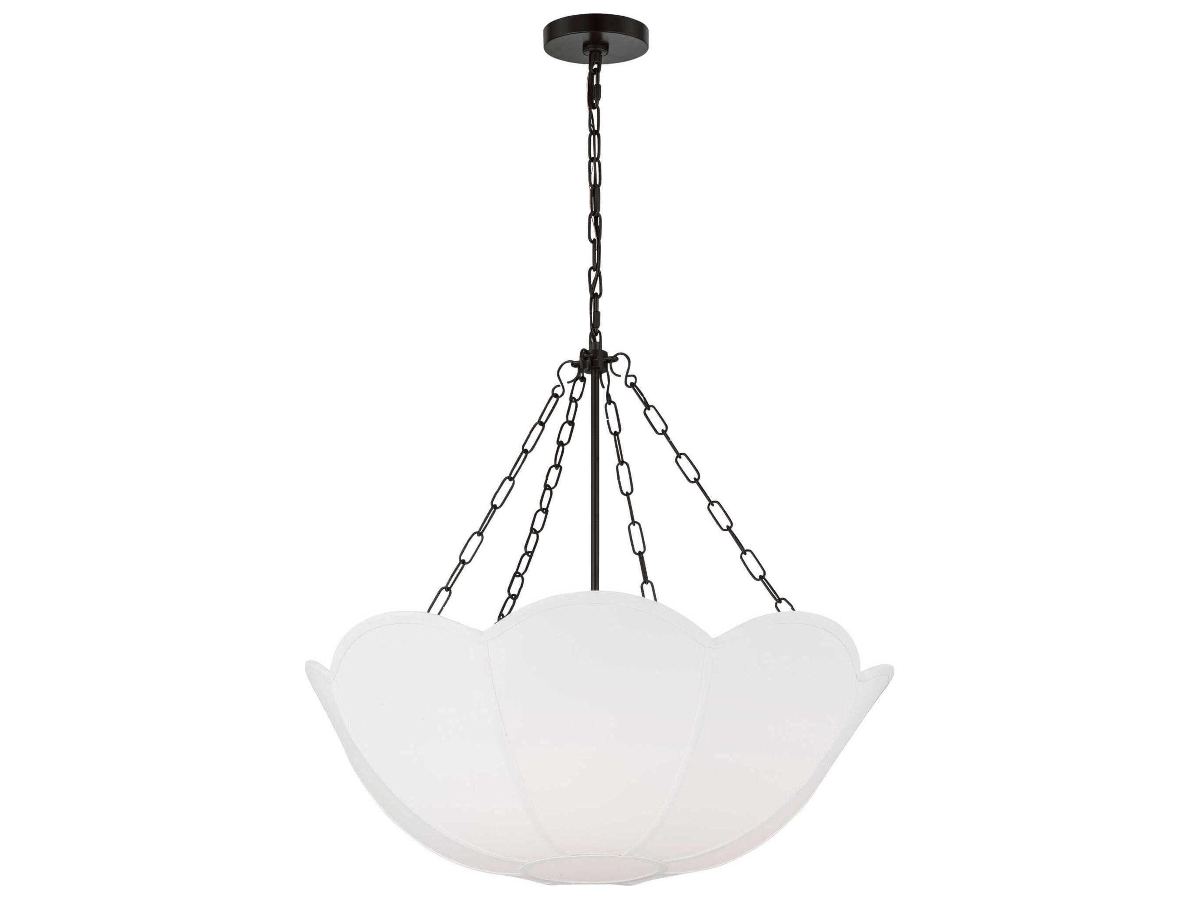 Stassi 3 Light Chandelier Aged Iron White Linen