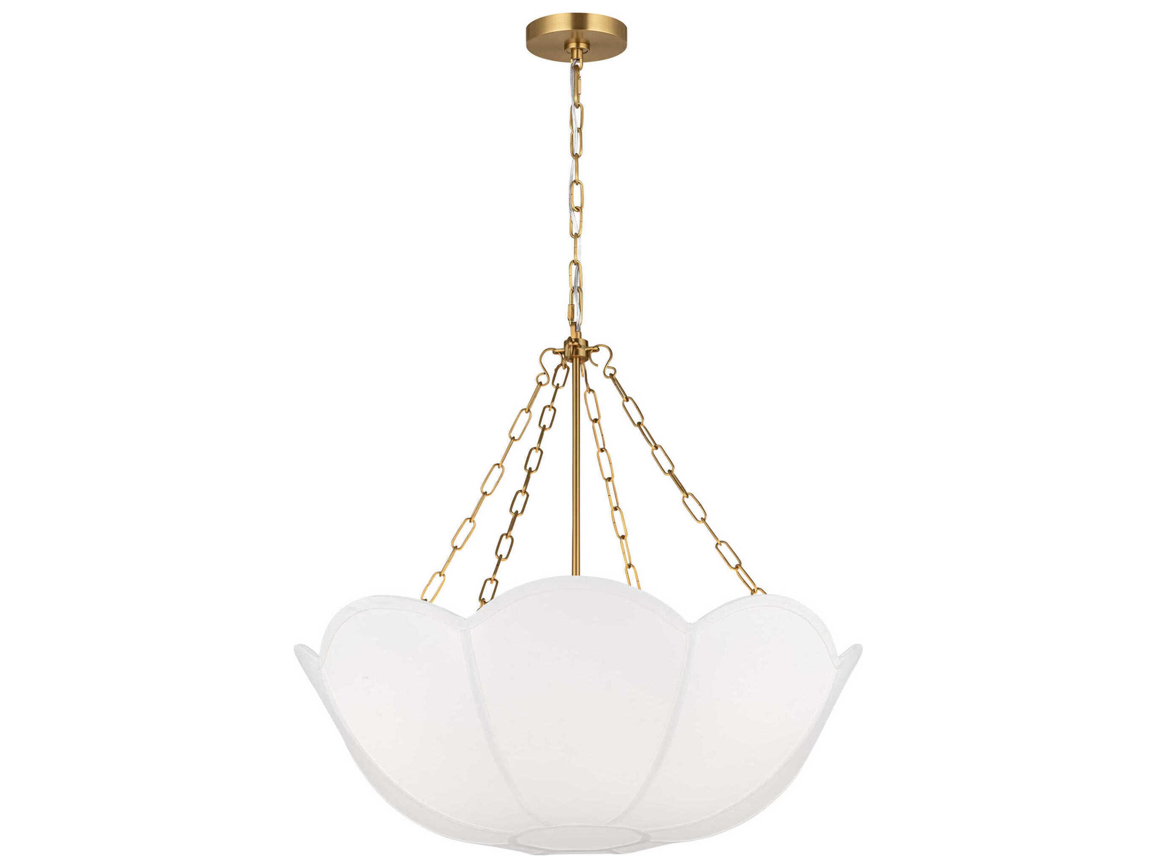 Stassi 3-Light Chandelier Burnished Brass White Linen