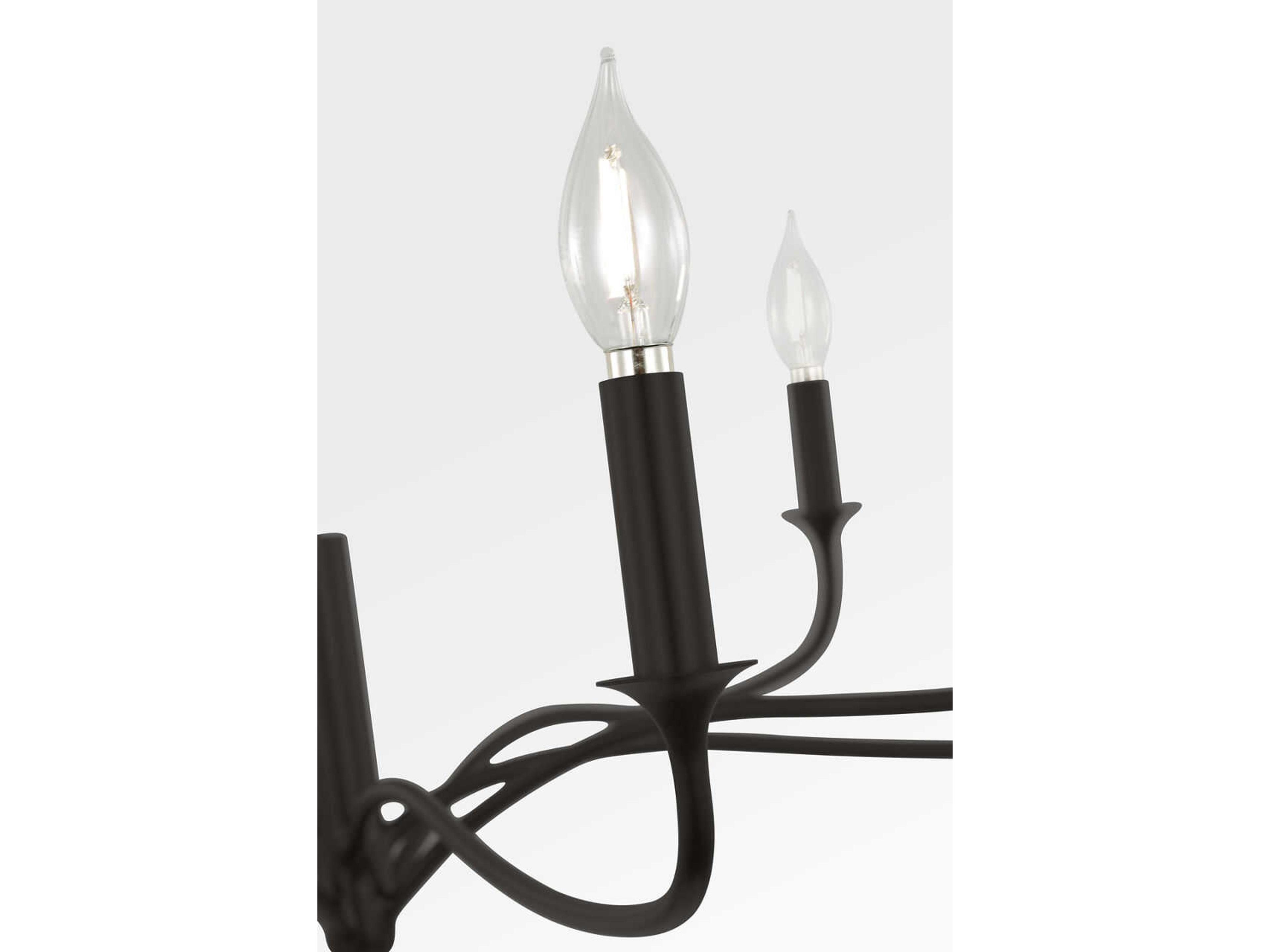 Visual Comfort Studio Chatsworth 8-Light Aged Iron Black Candelabra Chandelier