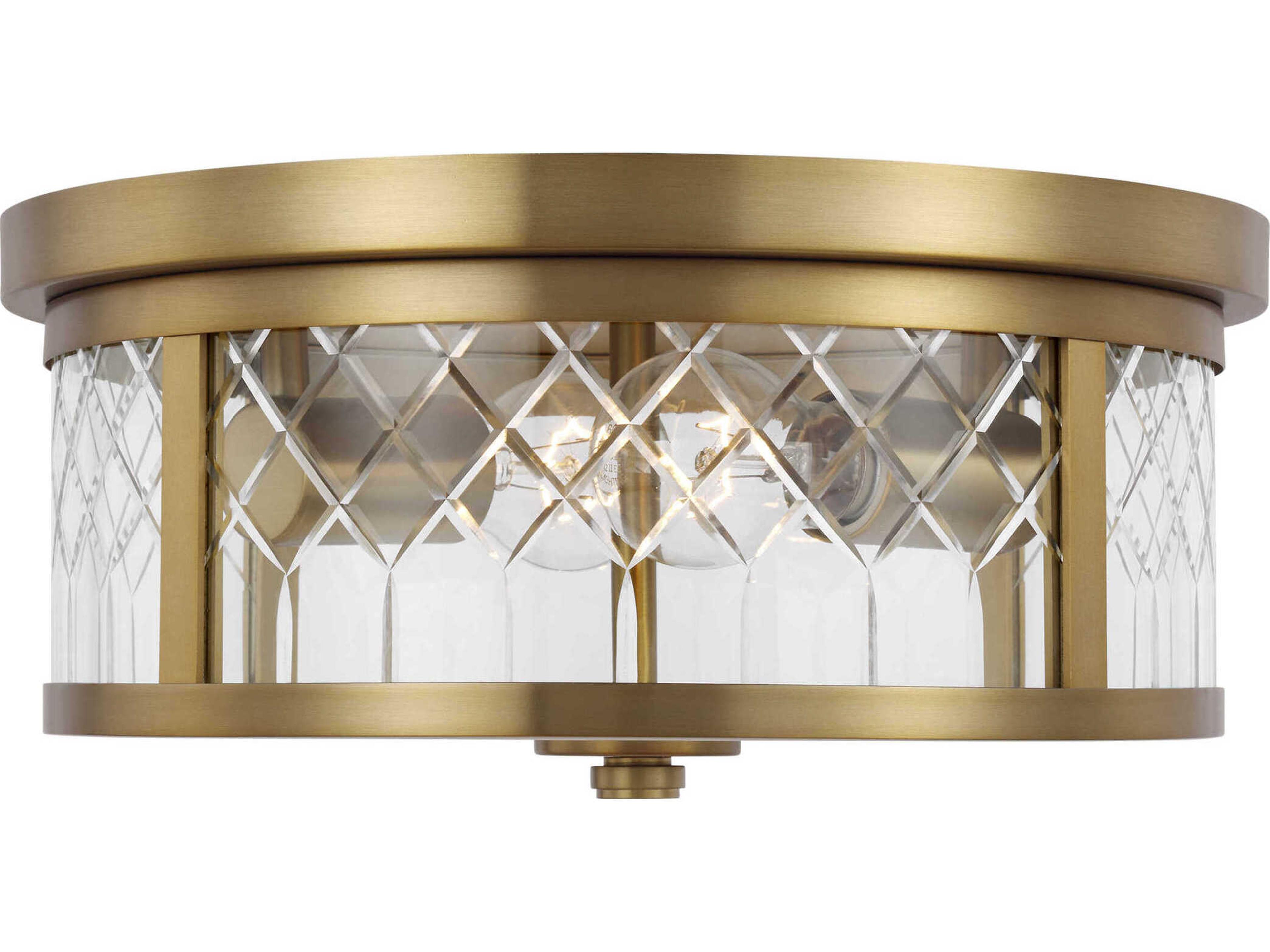 Visual Comfort Studio Alec 2-Light Burnished Brass Drum Flush Mount
