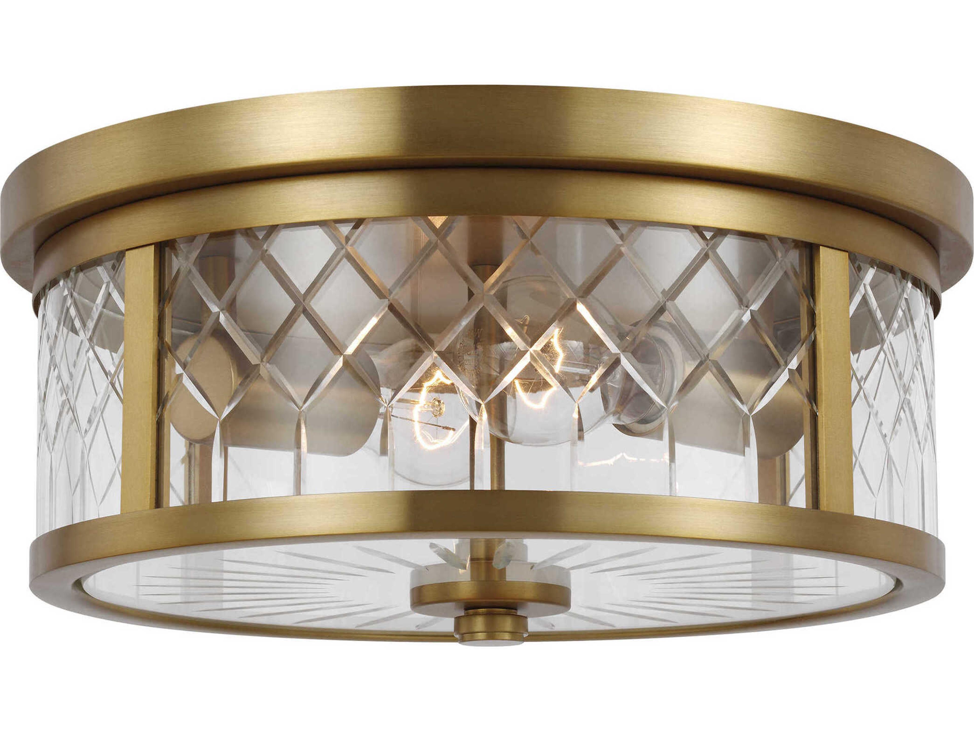 Visual Comfort Studio Alec 2-Light Burnished Brass Drum Flush Mount