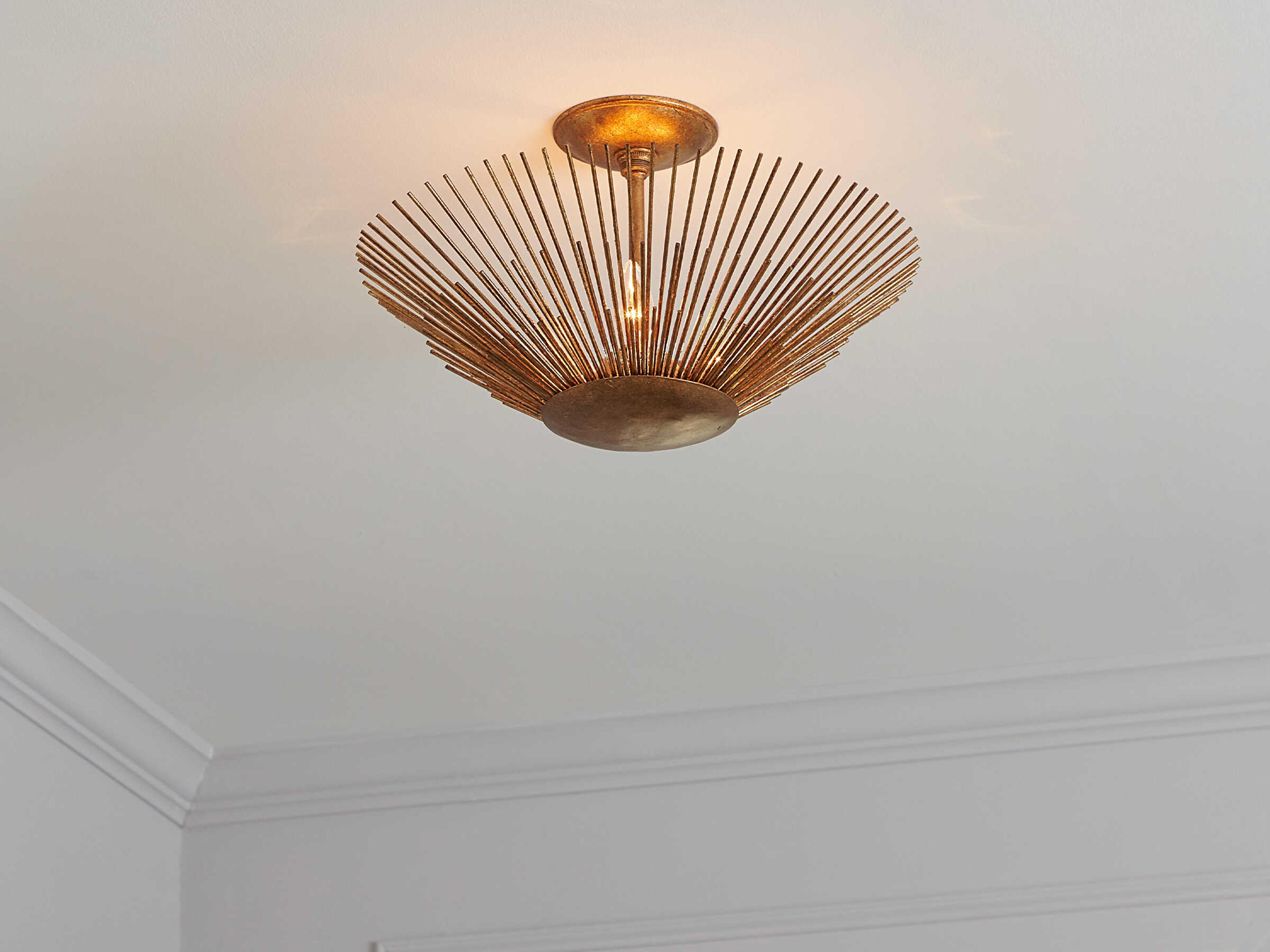 Visual Comfort Studio Helios 3-Light Antique Gild Gold Semi Flush Mount