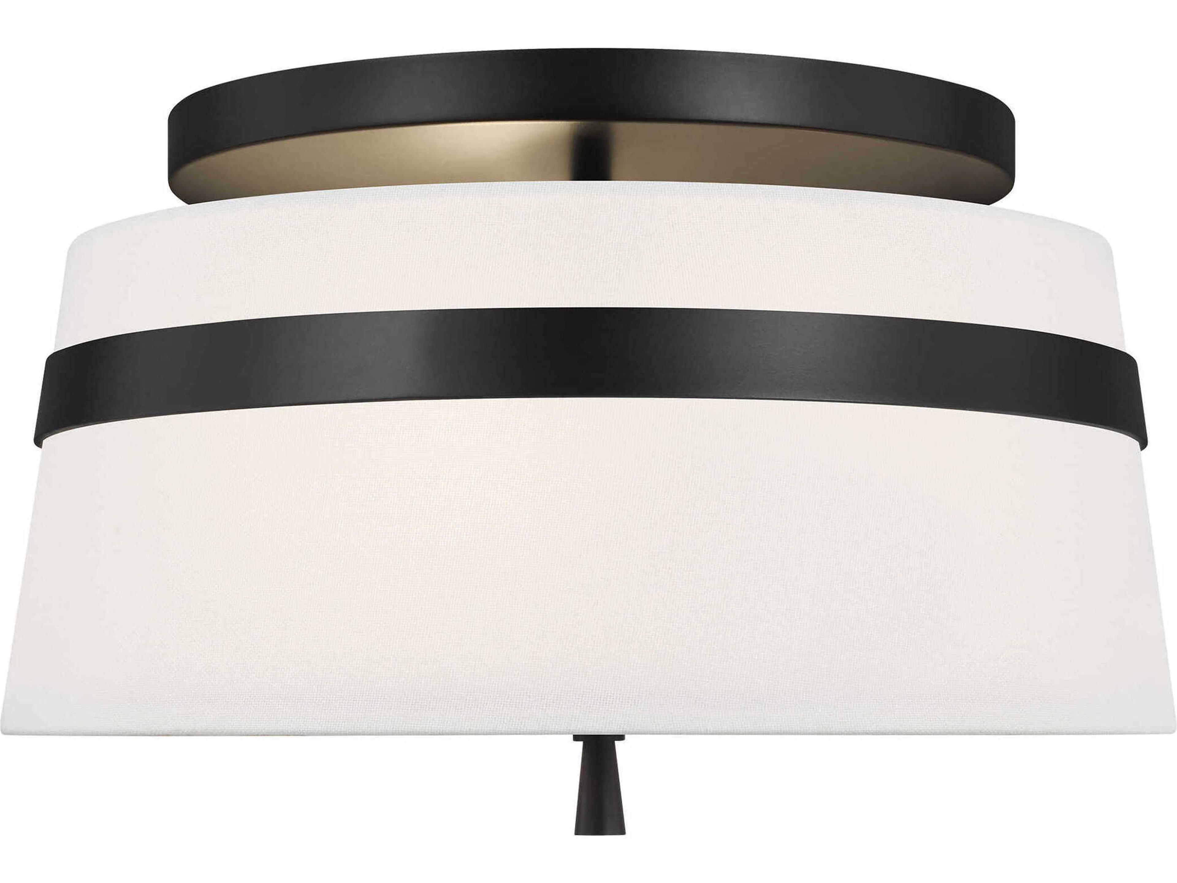 Visual Comfort Studio Cordtlandt 3-Light Aged Iron Black Drum Flush Mount