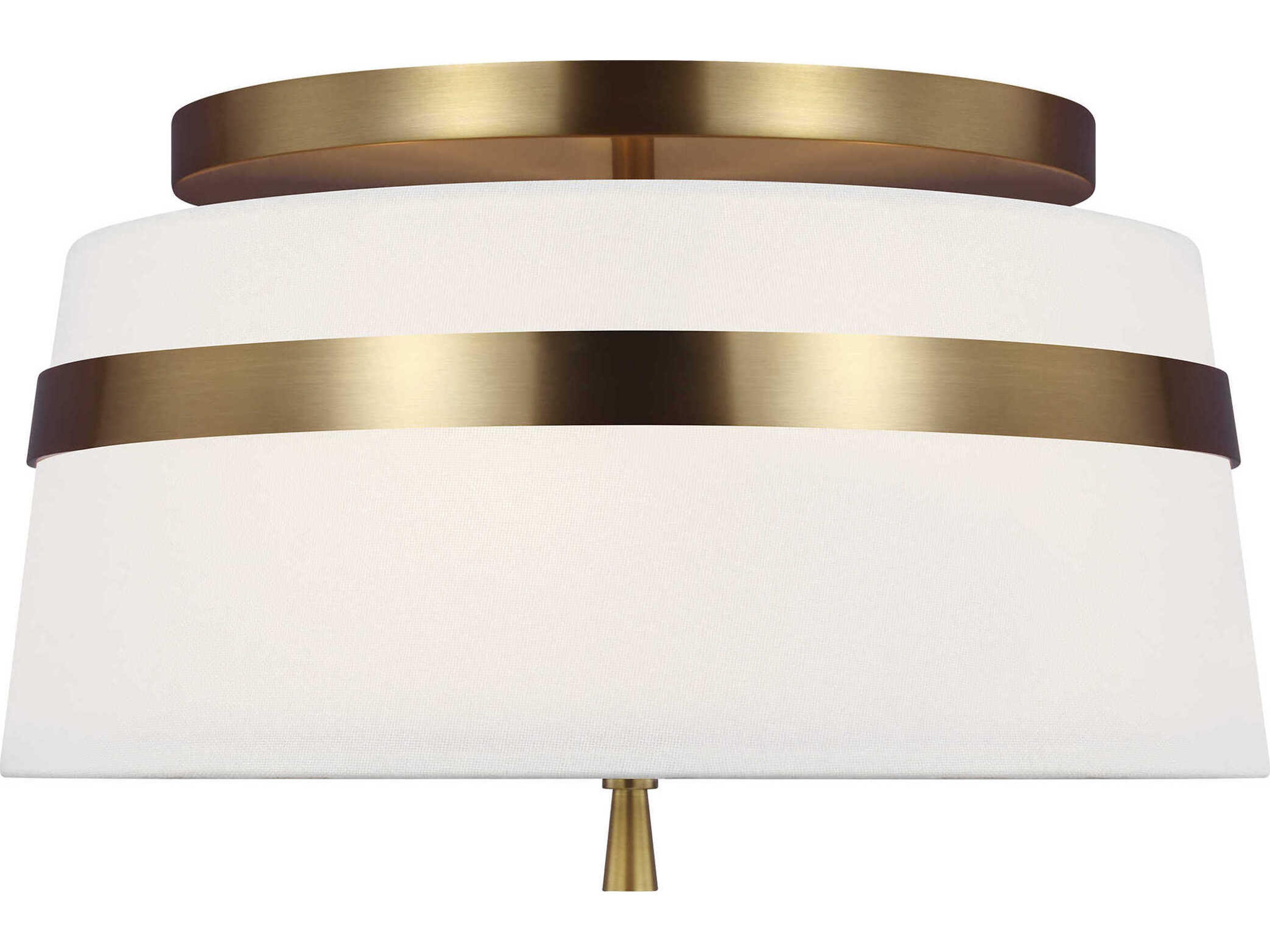 Visual Comfort Studio Cordtlandt 3-Light Burnished Brass Drum Flush Mount