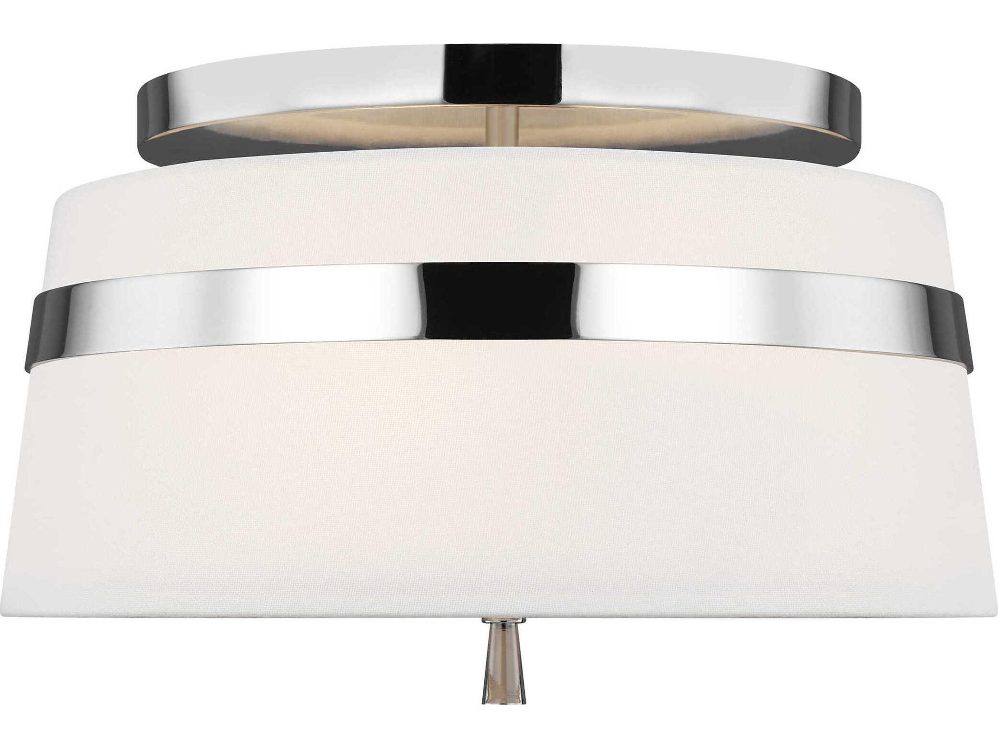 Visual Comfort Studio Cordtlandt 3-Light Polished Nickel Drum Flush Mount