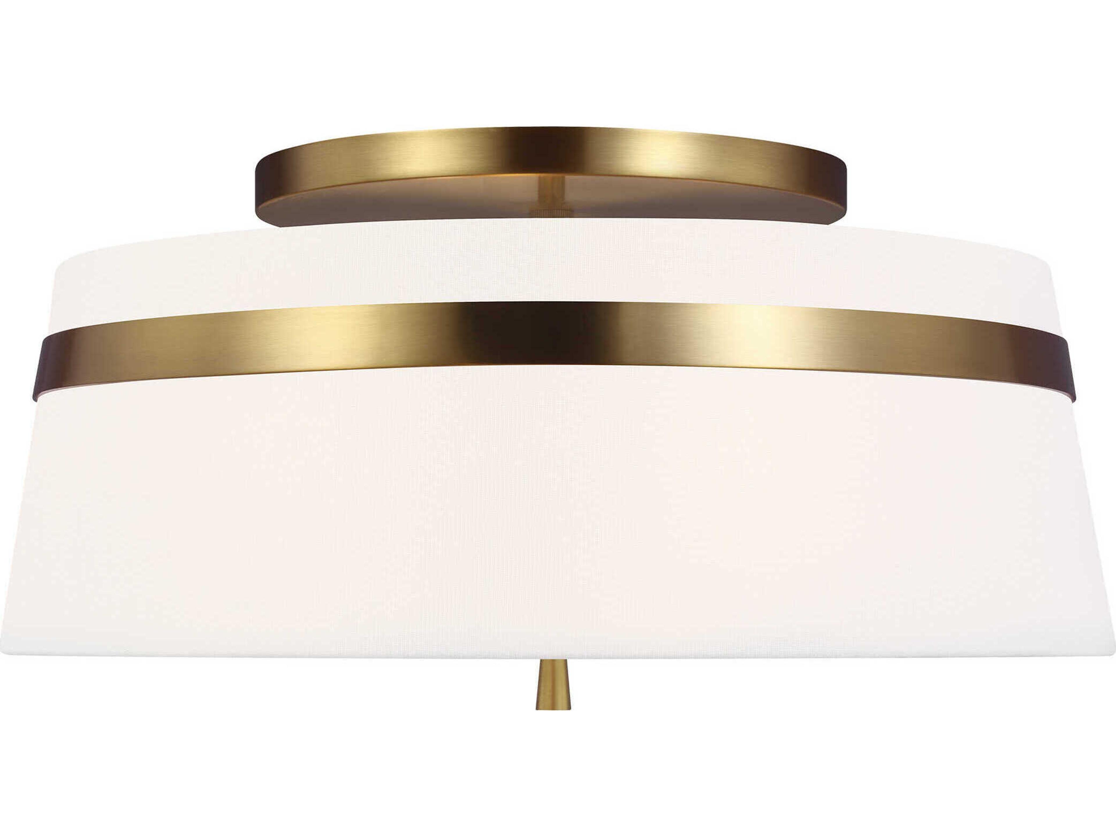 Visual Comfort Studio Cordtlandt 3-Light Burnished Brass Drum Flush Mount
