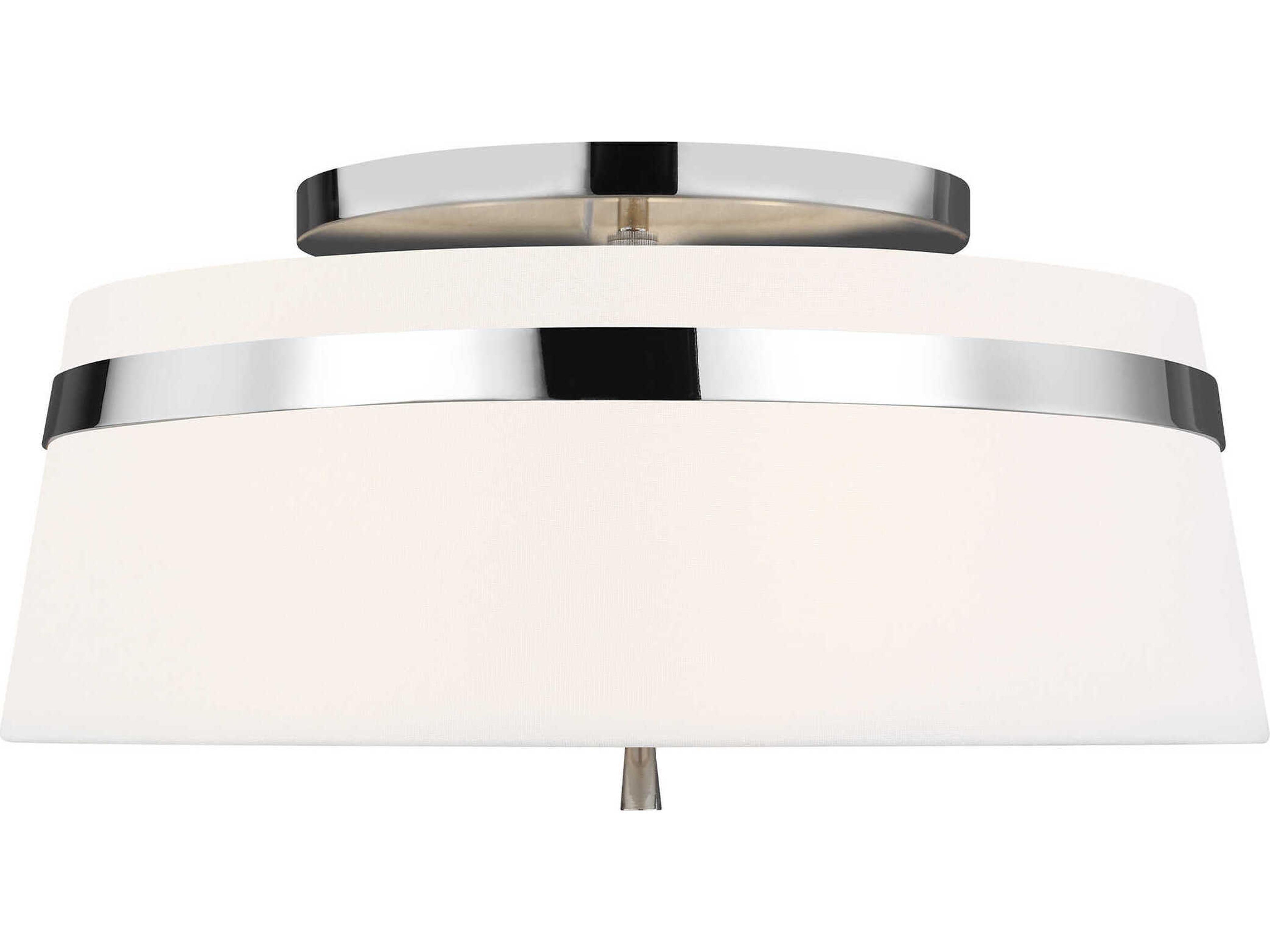Visual Comfort Studio Cordtlandt 3-Light Polished Nickel Drum Flush Mount