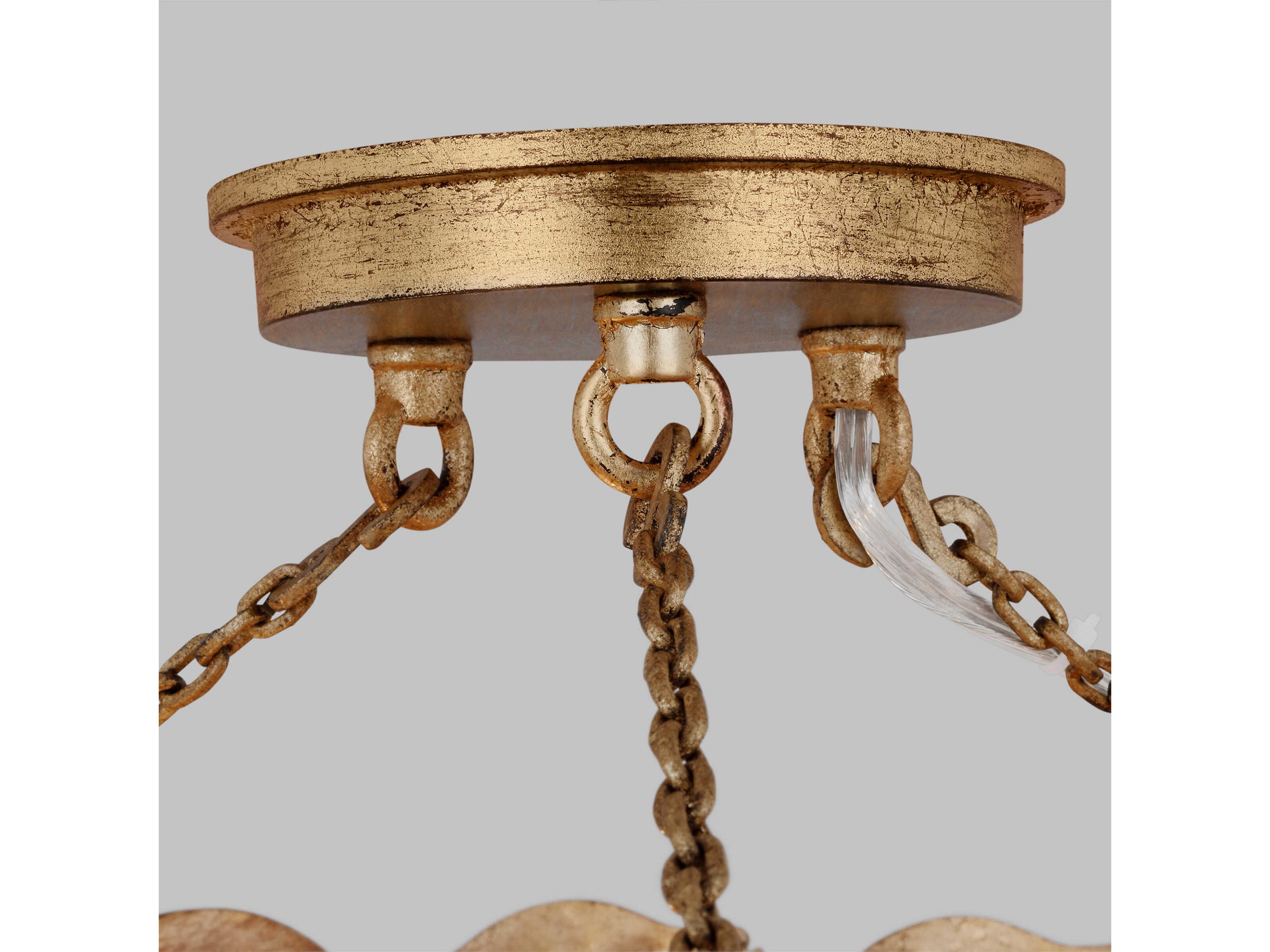 Visual Comfort Studio Kelan 3-Light Antique Gild Gold Bowl Semi Flush Mount