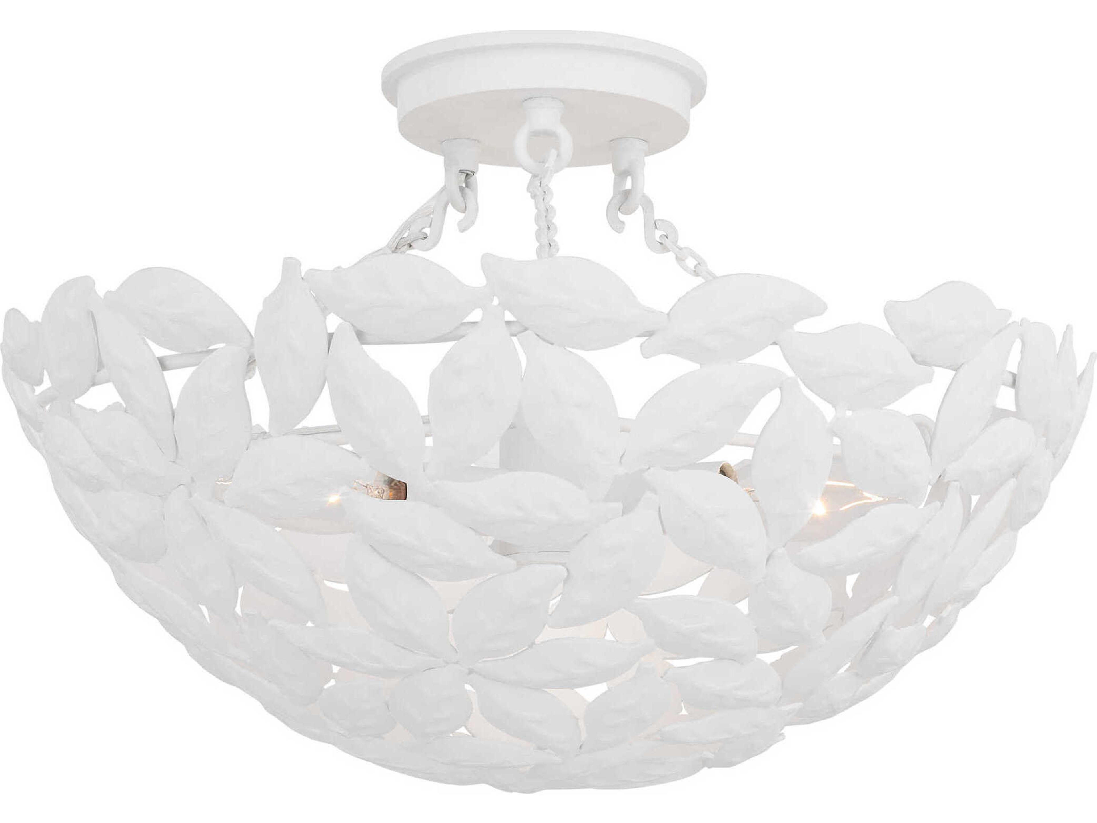 Visual Comfort Studio Kelan 3-Light Textured White Bowl Semi Flush Mount