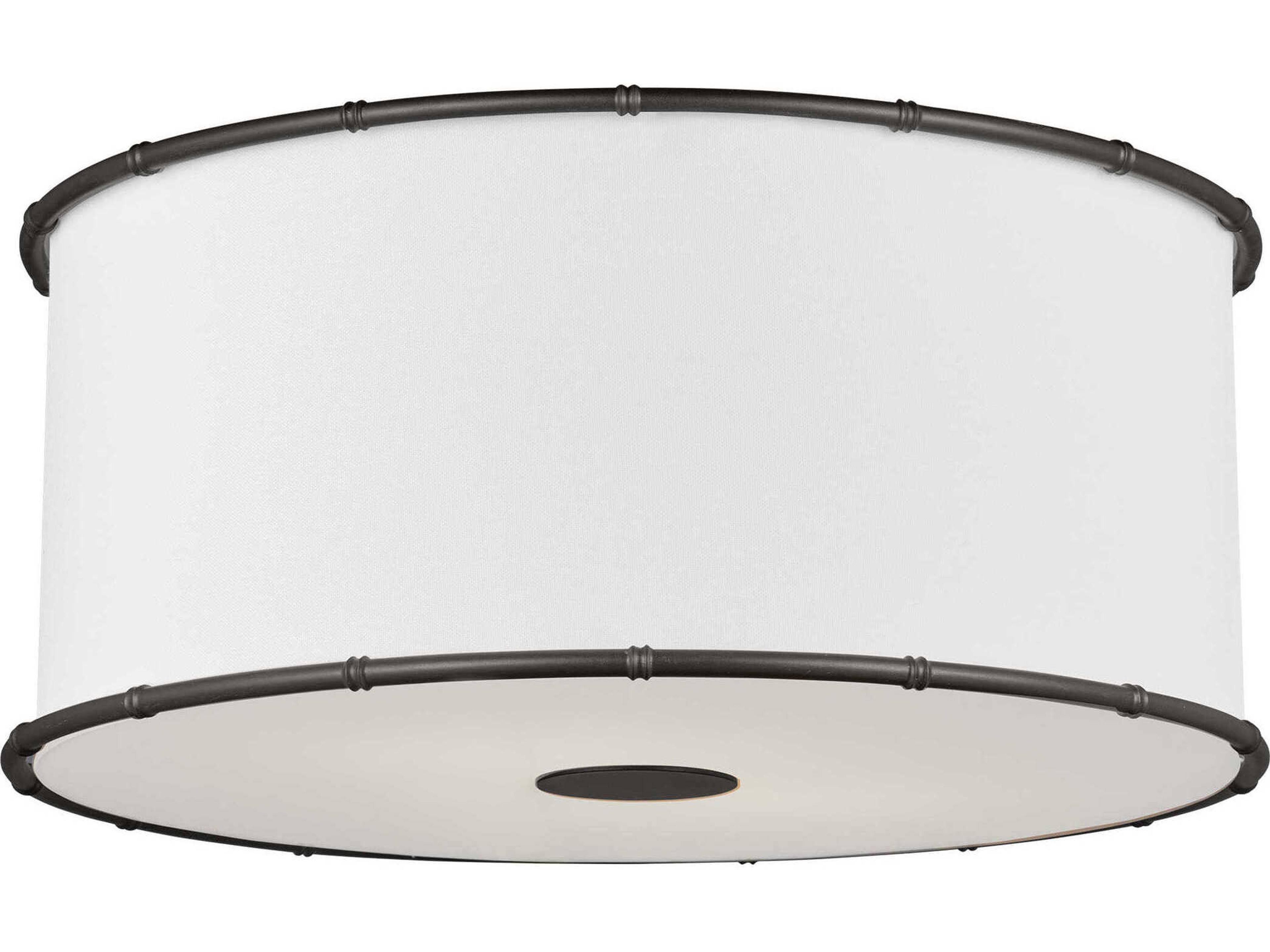 Visual Comfort Studio Aldric 2-Light Aged Iron Bronze Drum Flush Mount