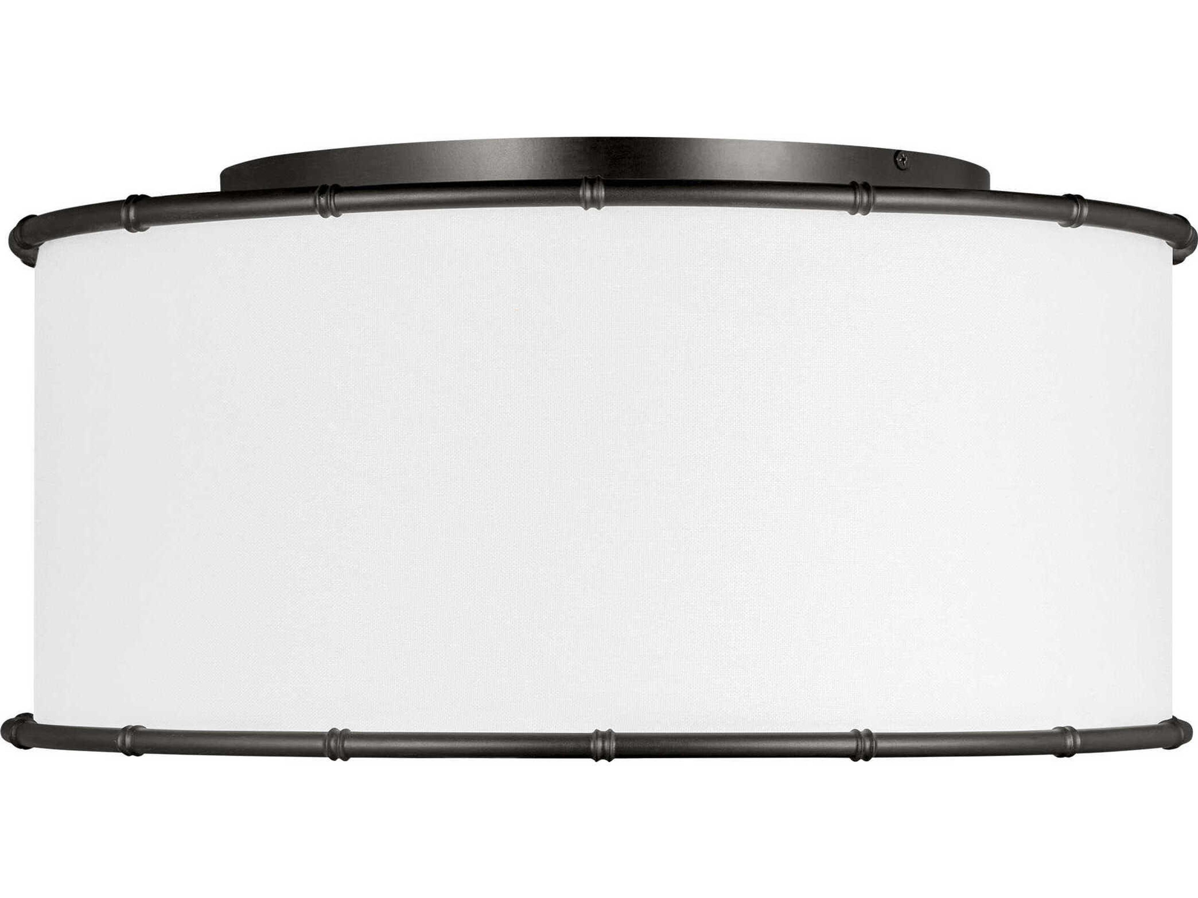 Visual Comfort Studio Aldric 2-Light Aged Iron Bronze Drum Flush Mount