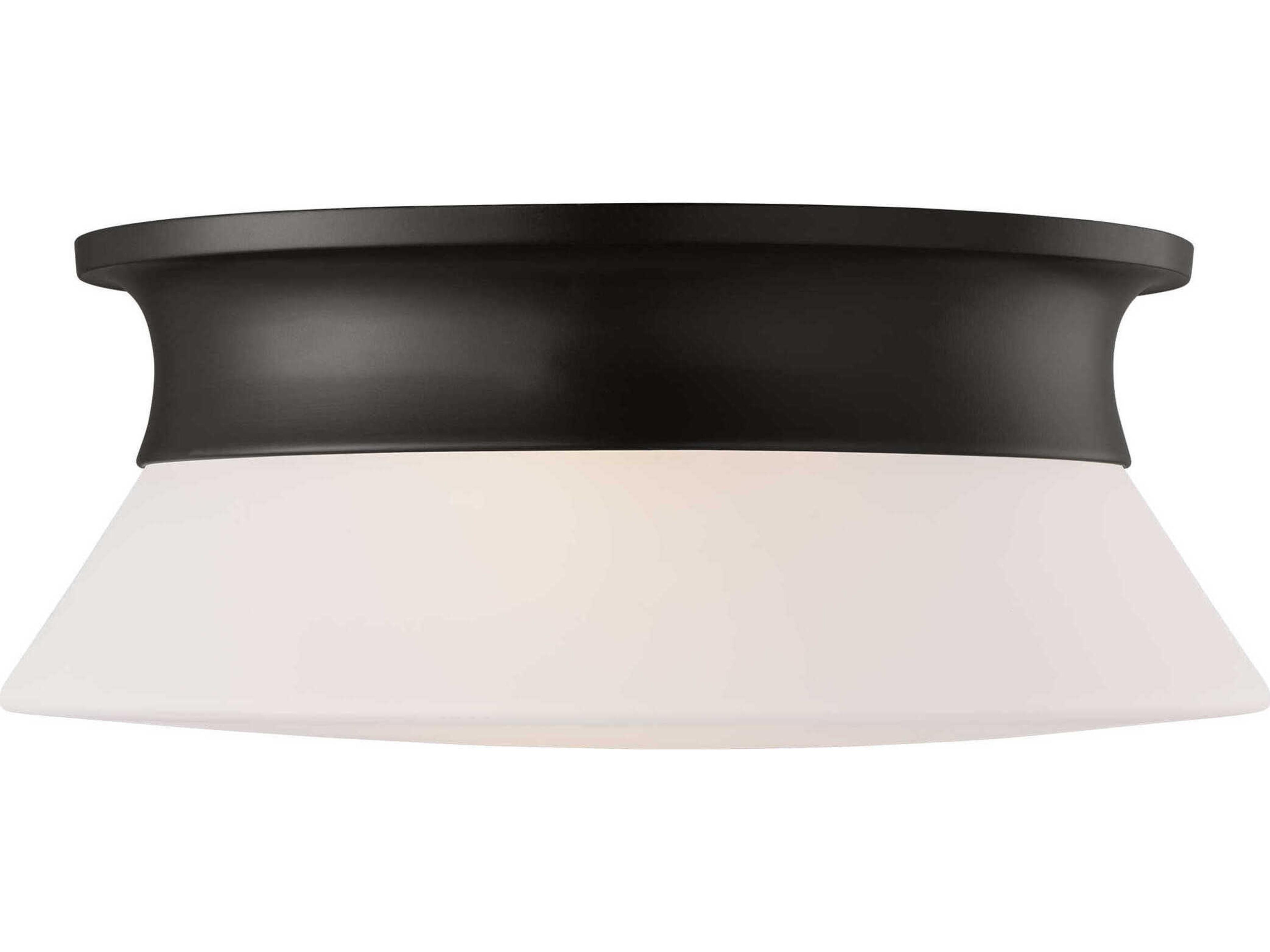 Visual Comfort Studio Panos 2-Light Aged Iron Black Round Flush Mount