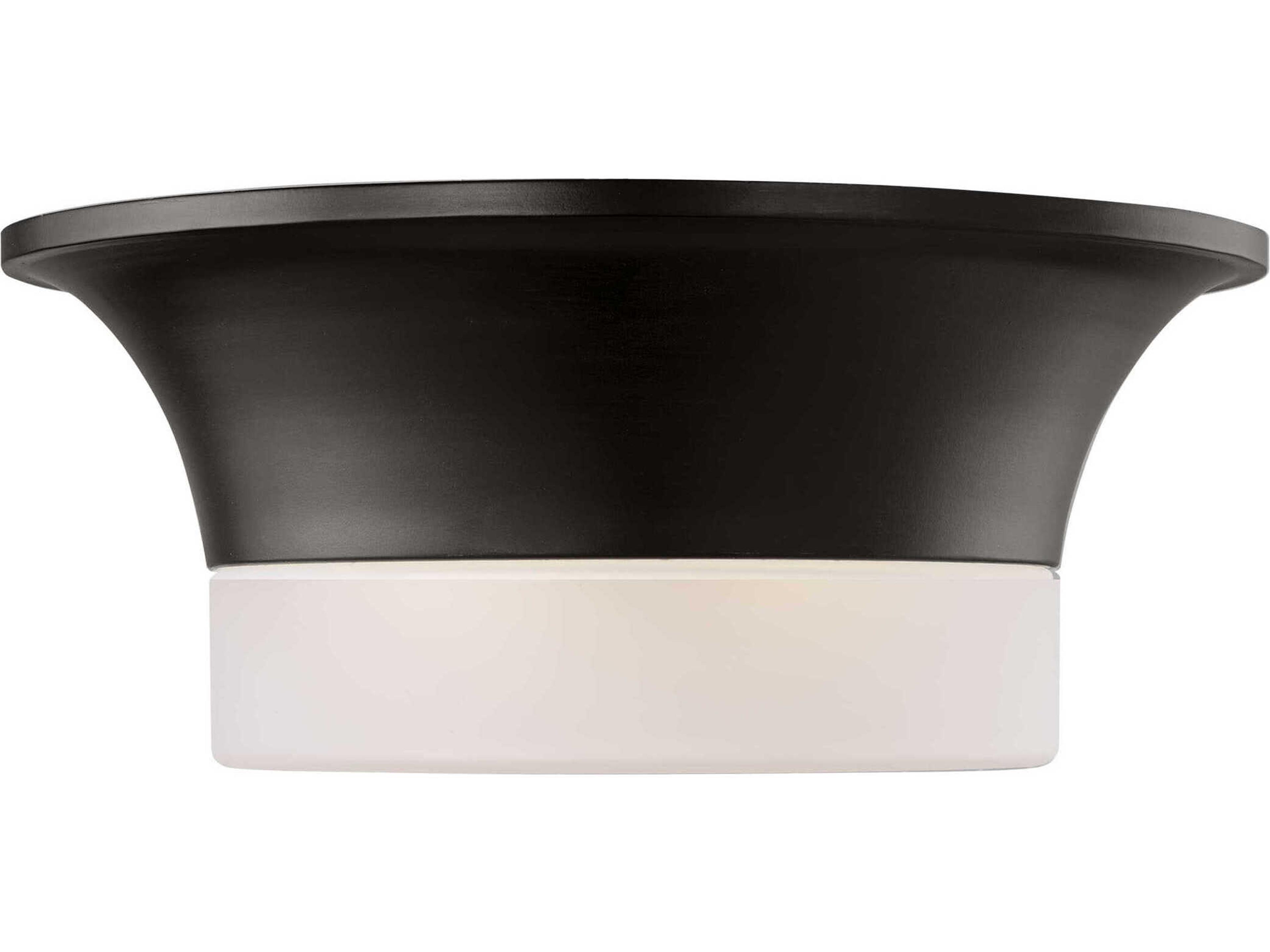 Visual Comfort Studio Sina 2-Light Aged Iron Black Round Flush Mount