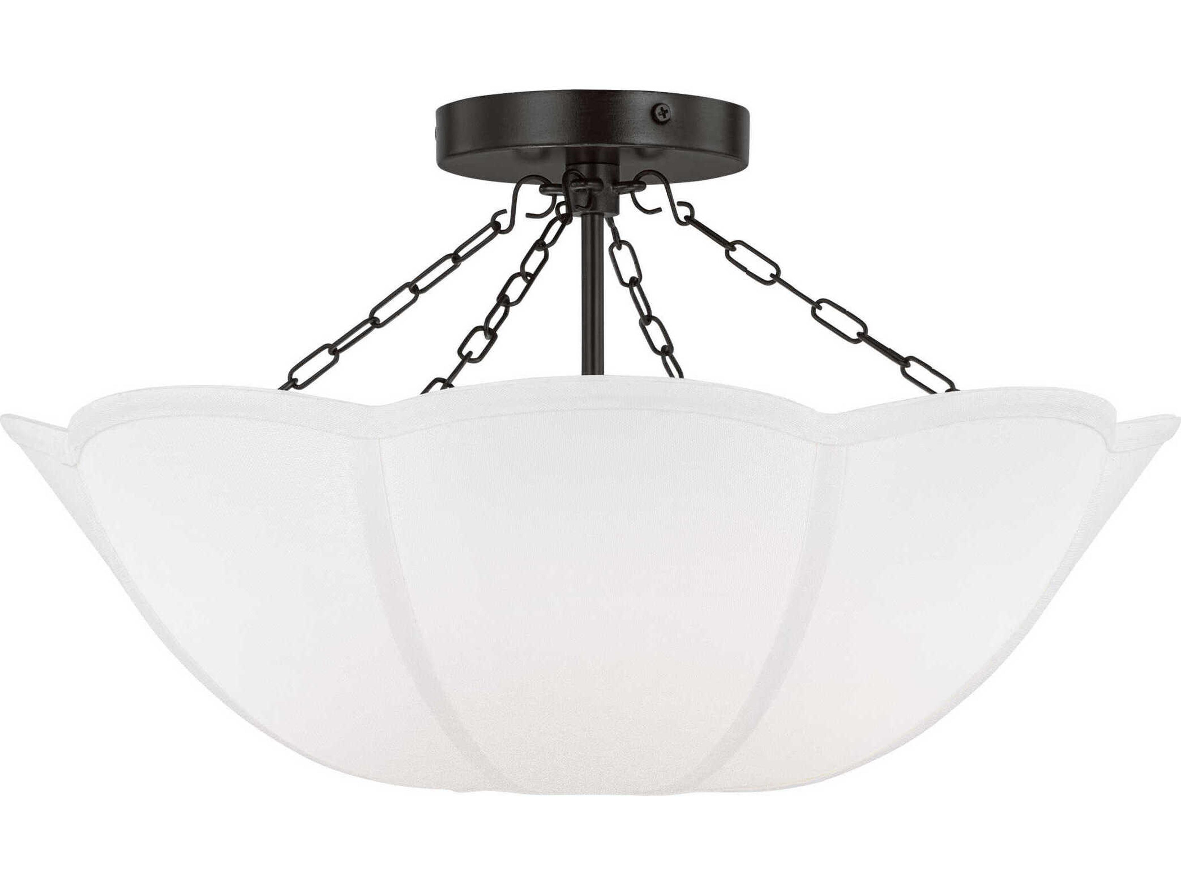 Visual Comfort Studio Stassi 2-Light Aged Iron Black Bowl Semi Flush Mount