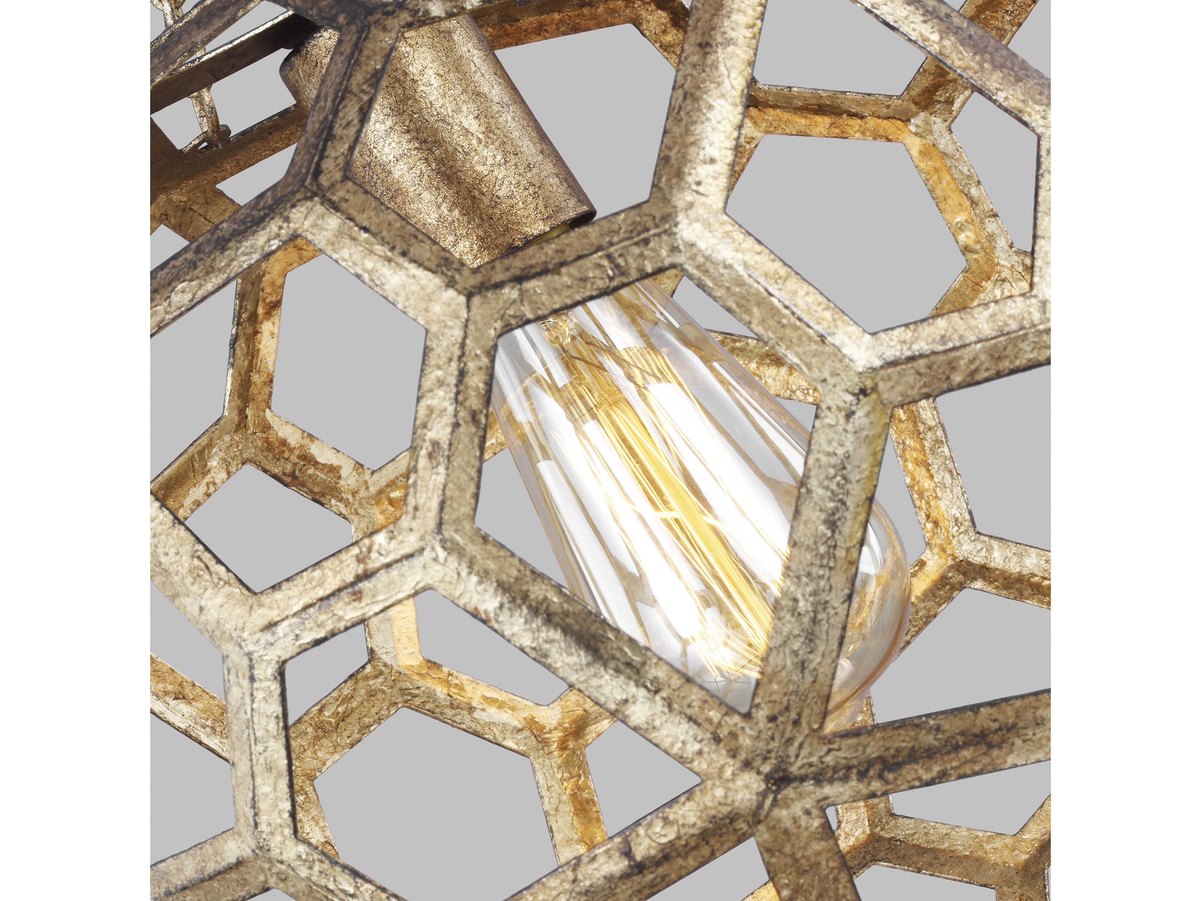 Visual Comfort Studio Feccetta 1-Light Antique Gild Gold Geometric Mini Pendant