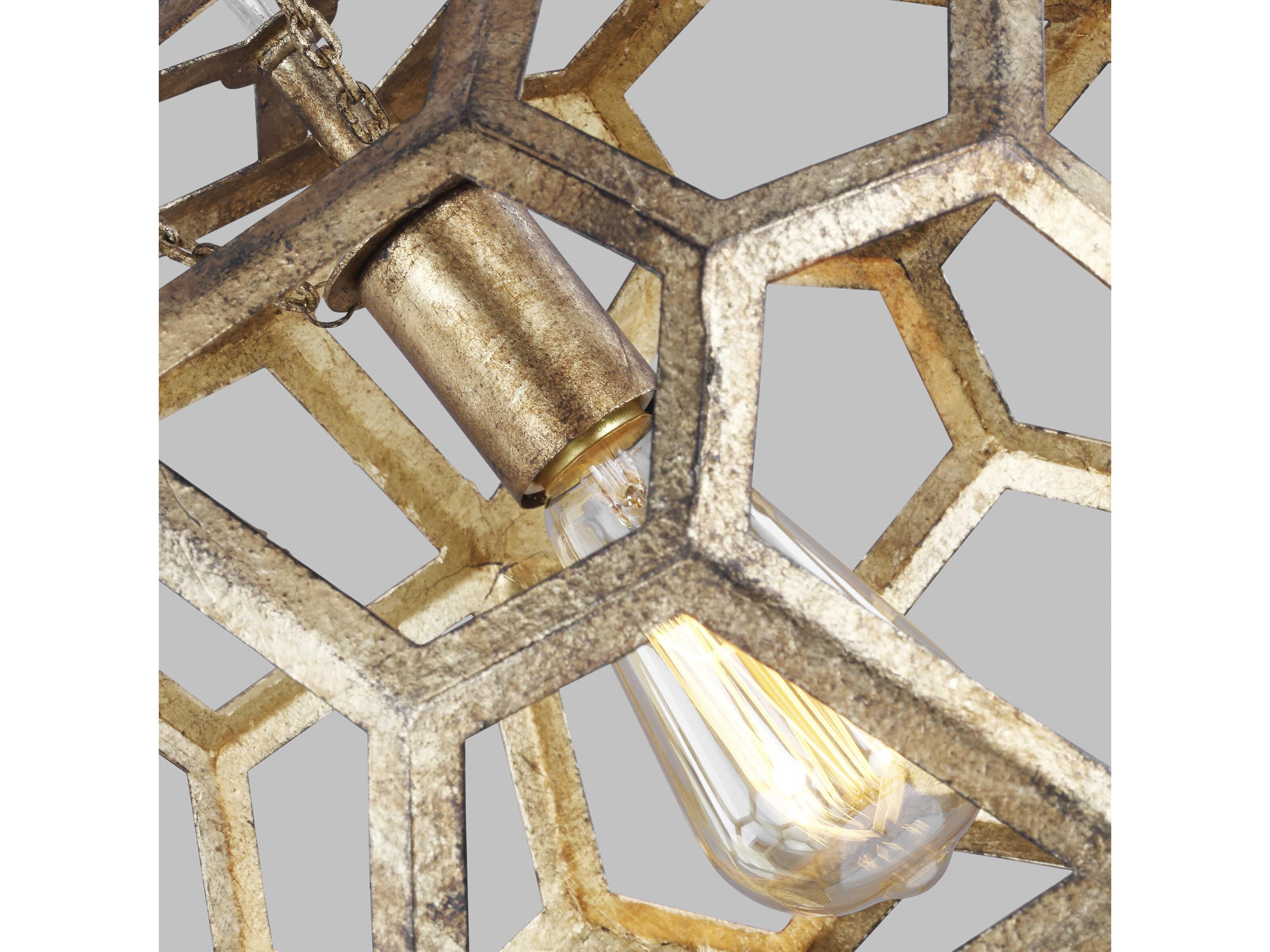 Visual Comfort Studio Feccetta 1-Light Antique Gild Gold Geometric Pendant