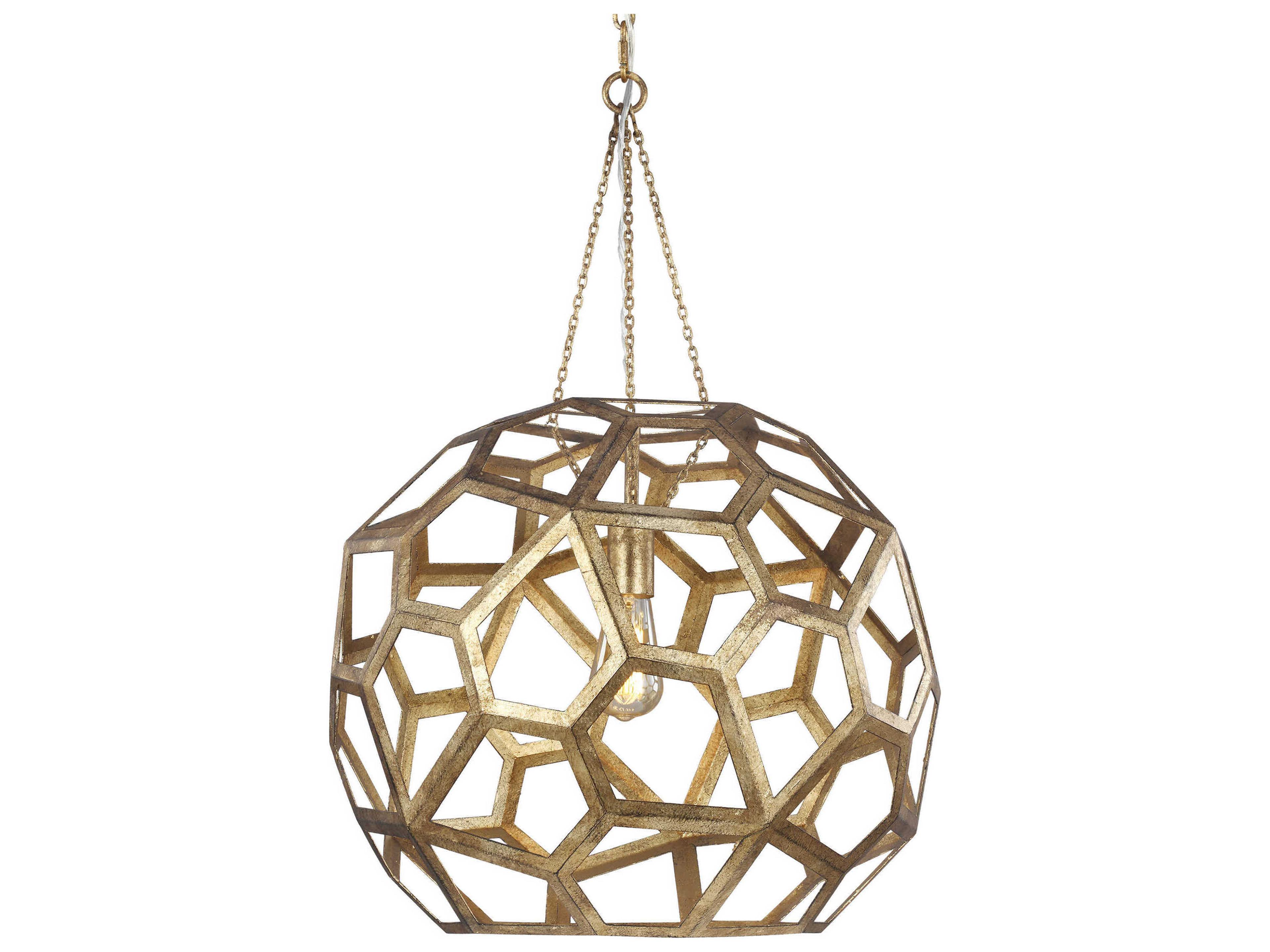 Visual Comfort Studio Feccetta 1-Light Antique Gild Gold Geometric Pendant