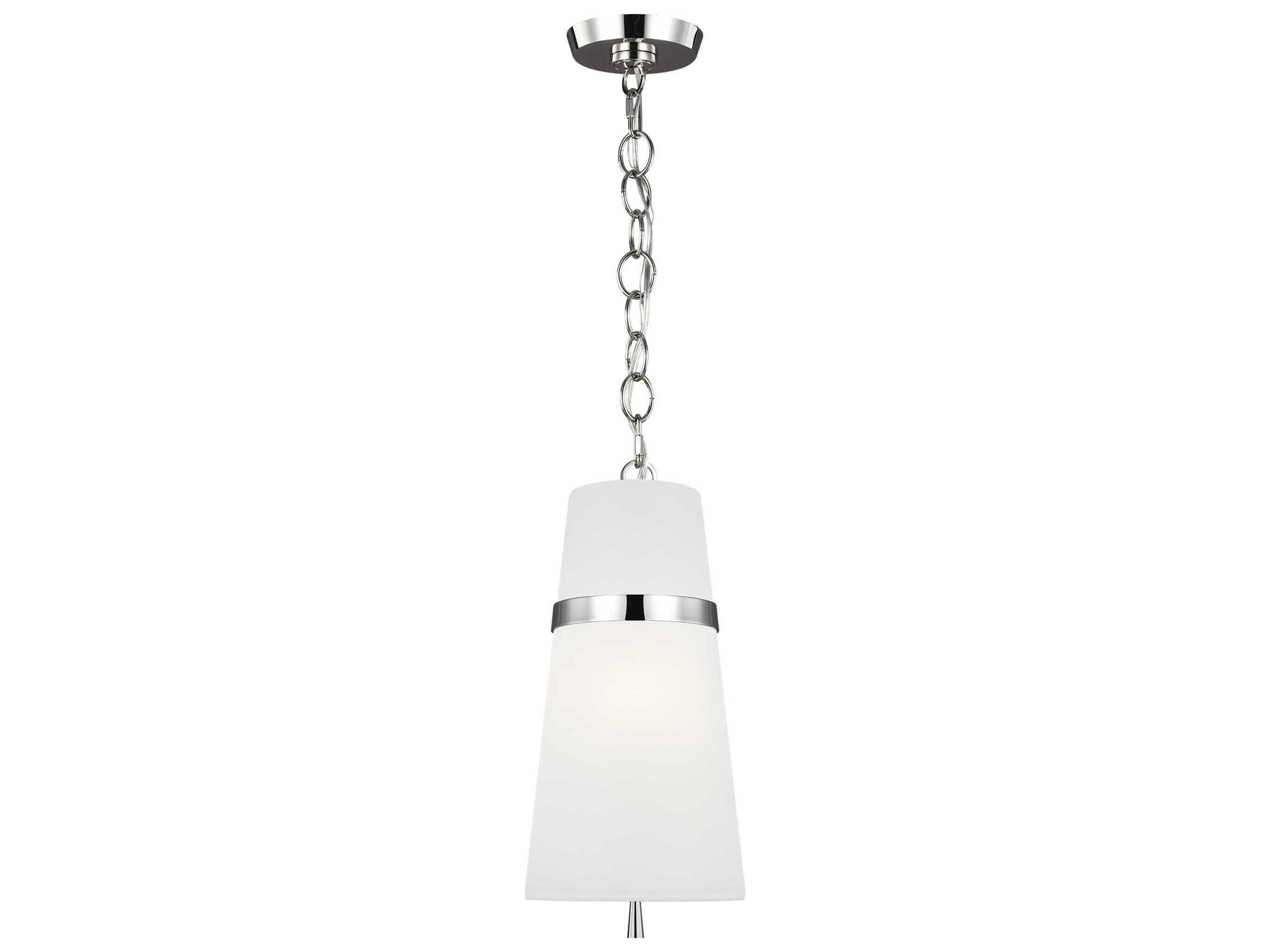 Cordtlandt Small Pendant Polished Nickel White Linen Shade