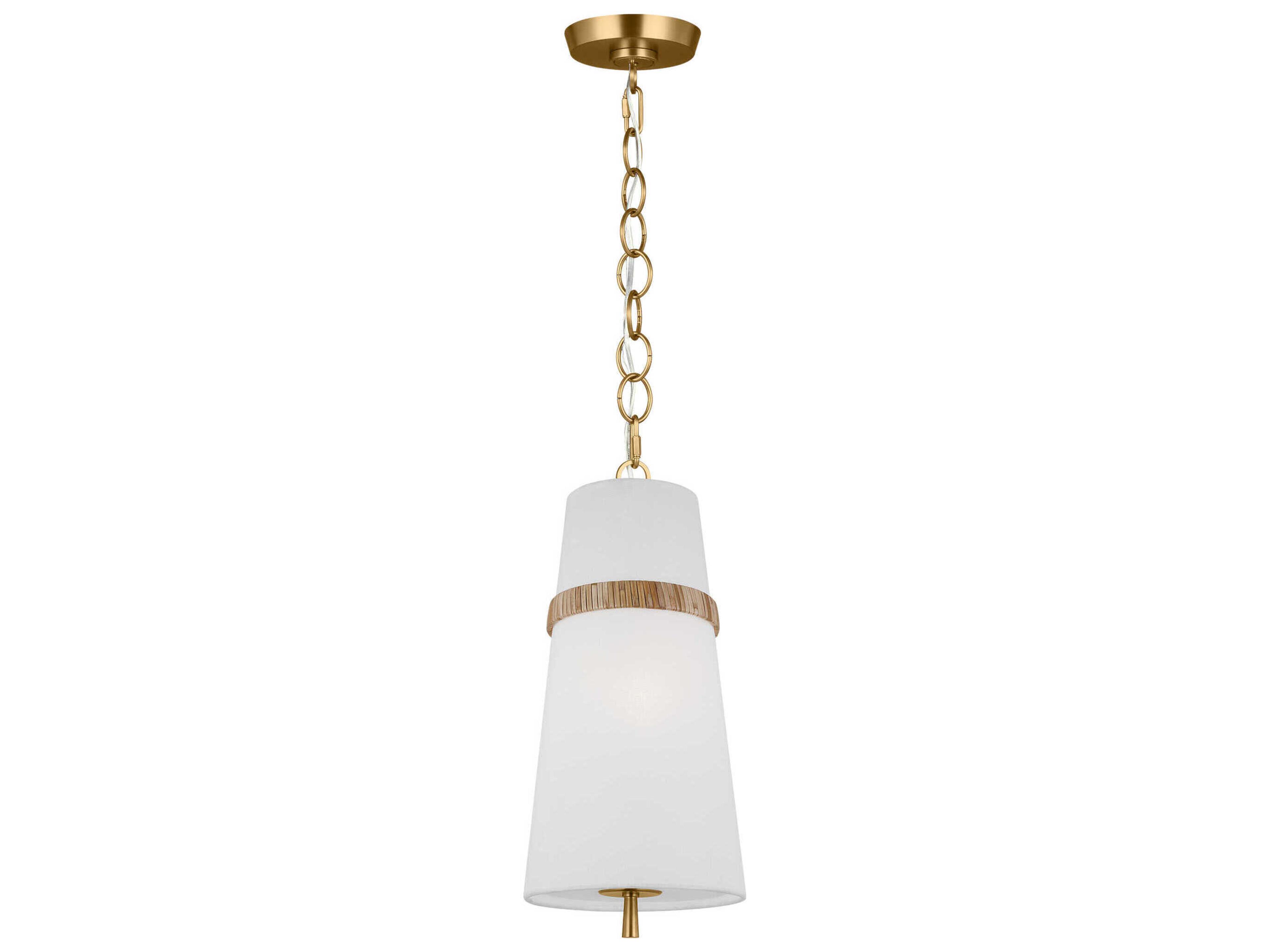 1-Light Mini Pendant Cordtlandt Rattan White Linen