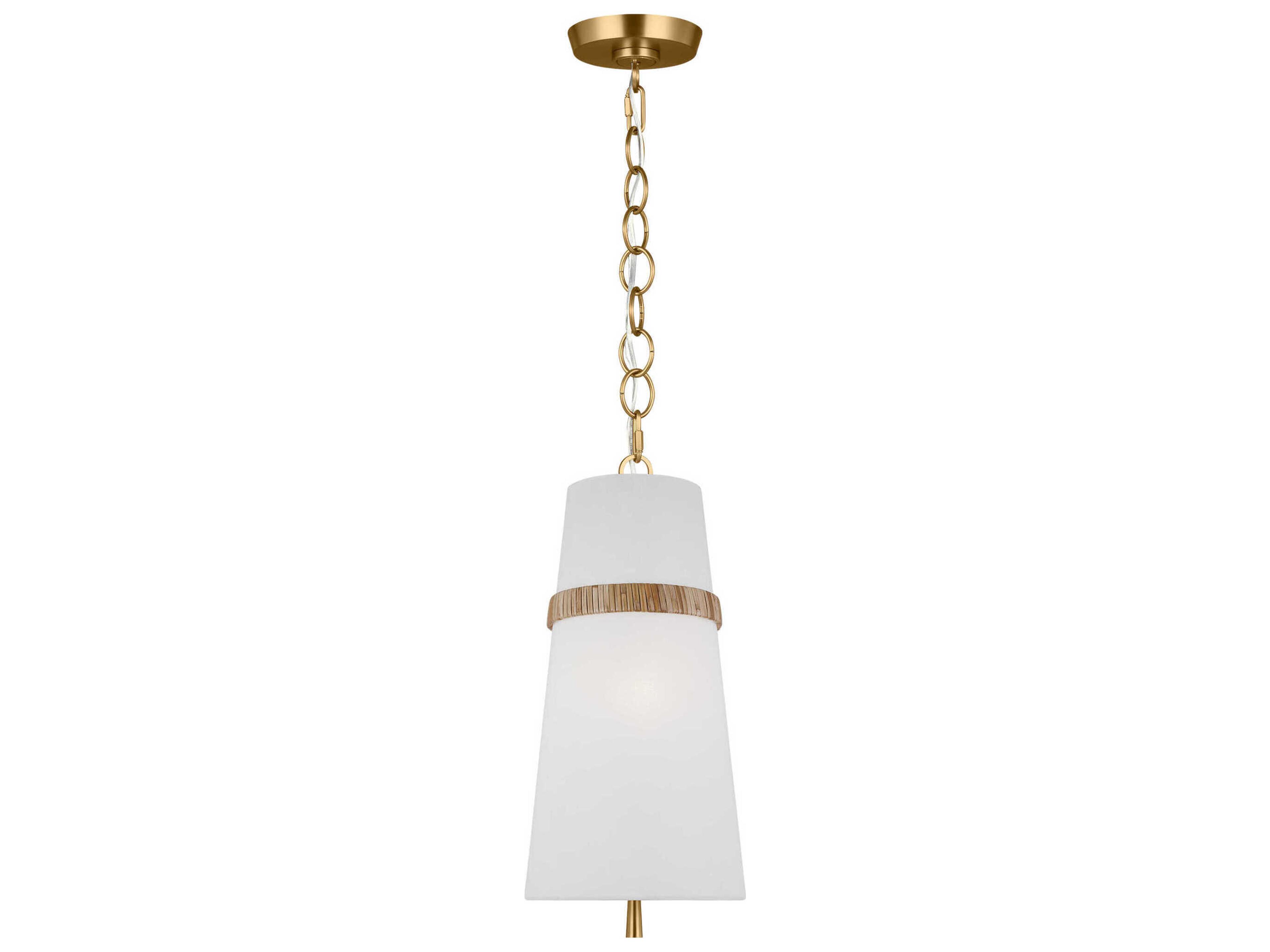 Visual Comfort Studio Cordtlandt 1-Light Rattan Brown Cylinder Mini Pendant