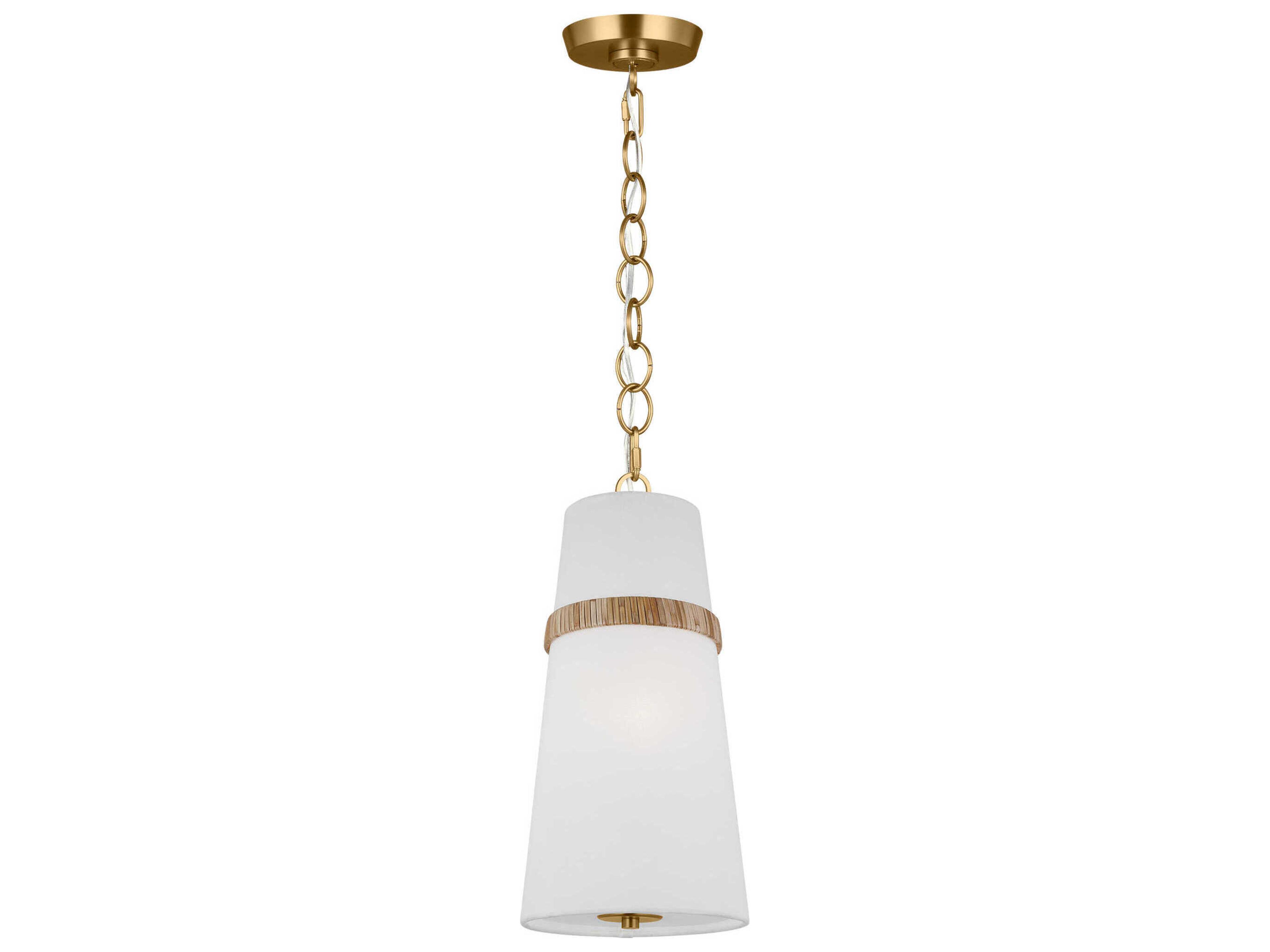Visual Comfort Studio Cordtlandt 1-Light Rattan Brown Cylinder Mini Pendant